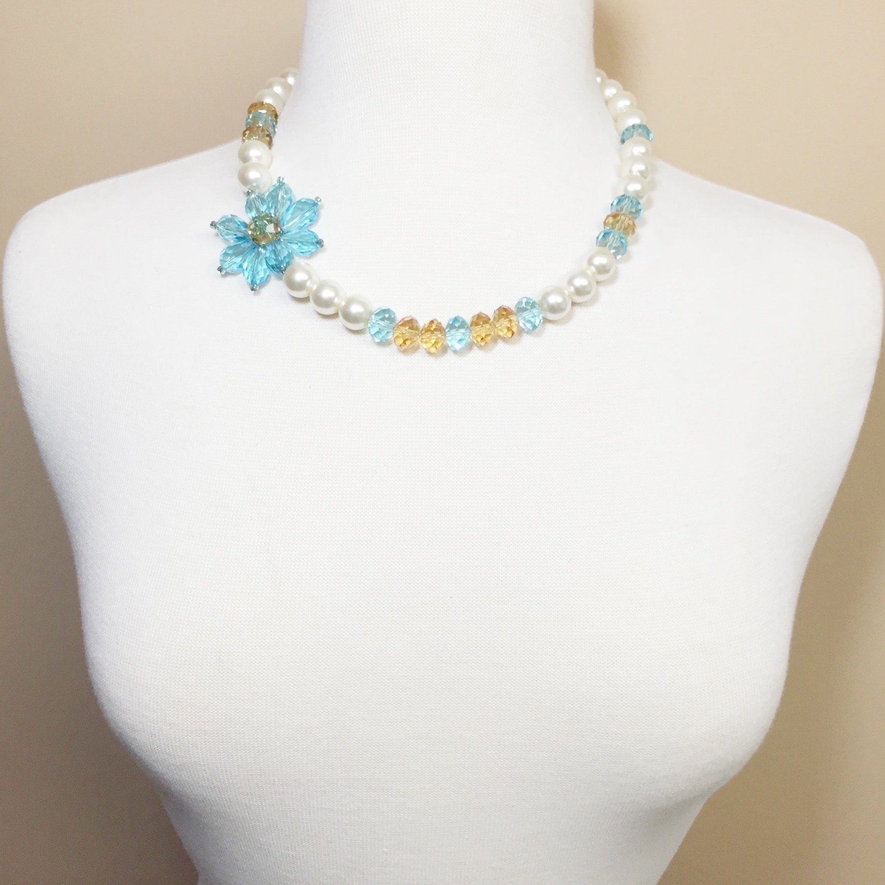 Gypsy Jewels Simulated Pearl Beaded Flower Necklace & Earrings Set - Elegant Bridal Jewelry for Weddings, Parties & Special Occasions