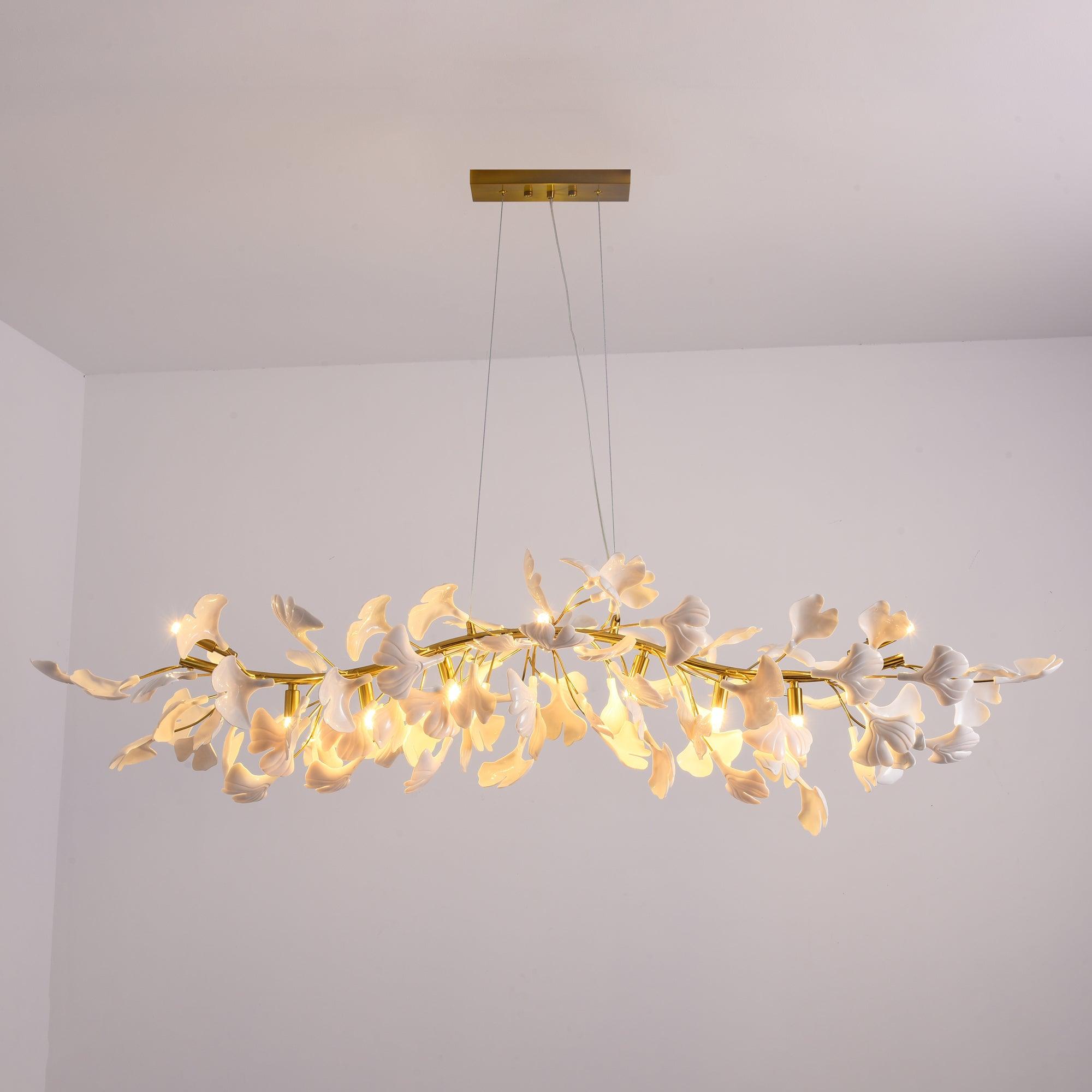 Elegant Ginkgo Leaf Chandelier - Modern Gold Ceiling Light Fixture for Dining Room, Living Room & Bedroom | Perfect for Home Decor, Wedding Venues & Luxury Spaces