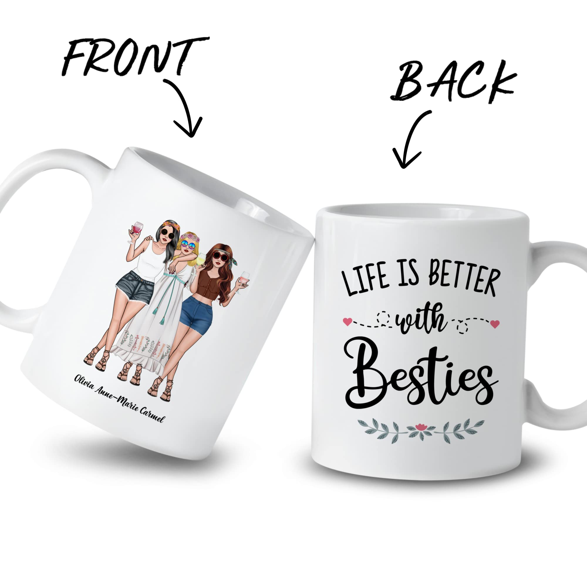 Gossby Custom Mug for Besties - Personalized Sister Coffee Cup for Women | Perfect for Gifts & Coffee Time