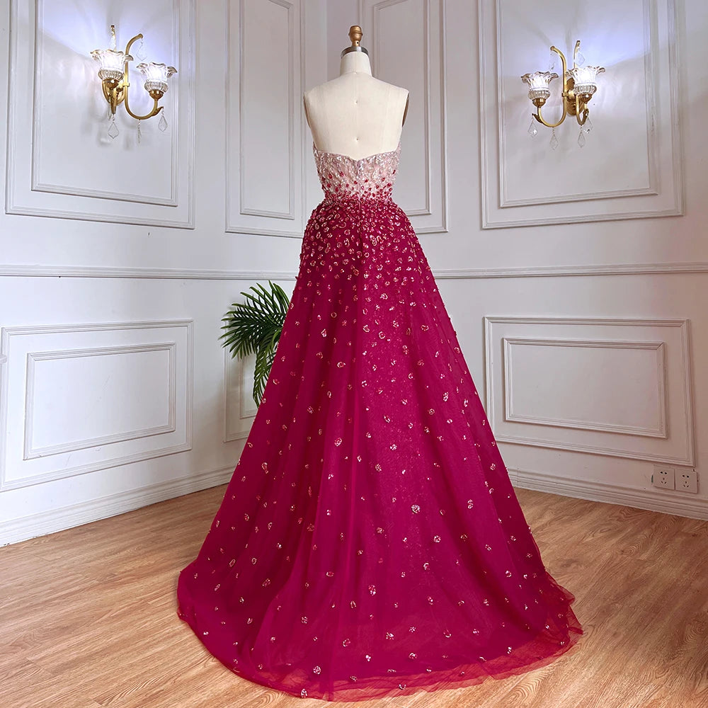 Serene Hill Blue Mermaid Evening Gown with High Split & Beaded Sweetheart Neckline - Formal Women's Party Dress LA71796 for Prom, Wedding & Special Occasions