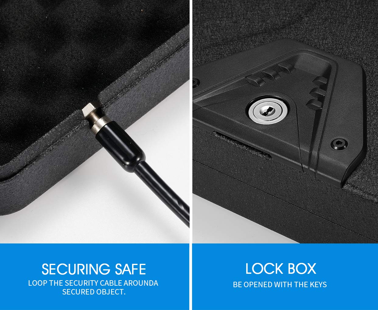 RPNB Gun Safe - Portable Security Safe Lock Box for Handguns & Valuables | Key Lock Box for Home, Office & Travel Use