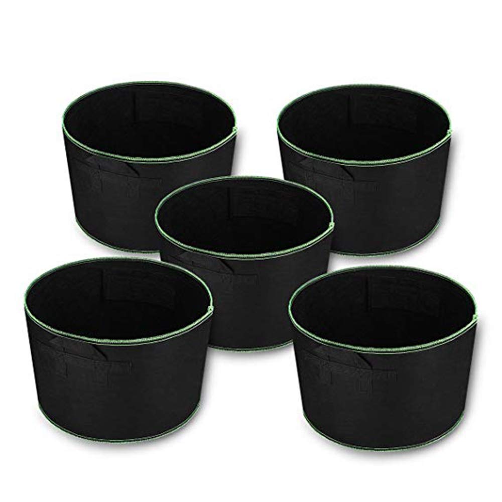 5-Pack 65 Gallon Black Fabric Grow Bags - Breathable Plant Pots for Vegetables, Flowers & Herbs | Durable Felt Nursery Containers for Indoor/Outdoor Gardening, Balcony & Raised Bed Planting