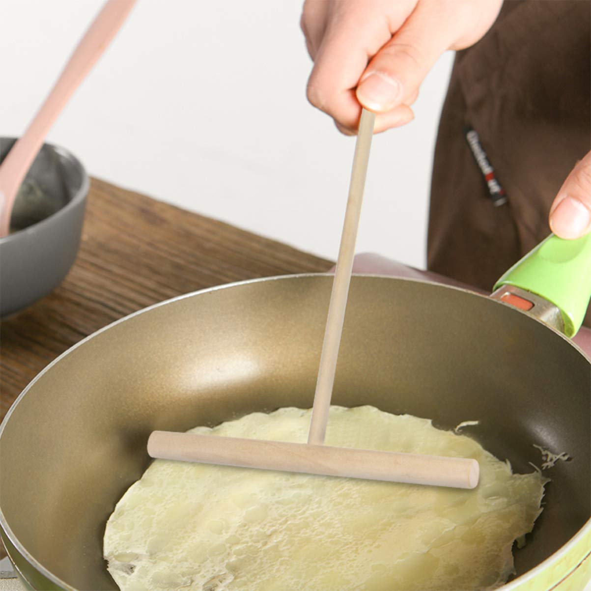 Wooden Crepe Spreader & Dough Tool - Kitchen Utensils for Baking & Cooking