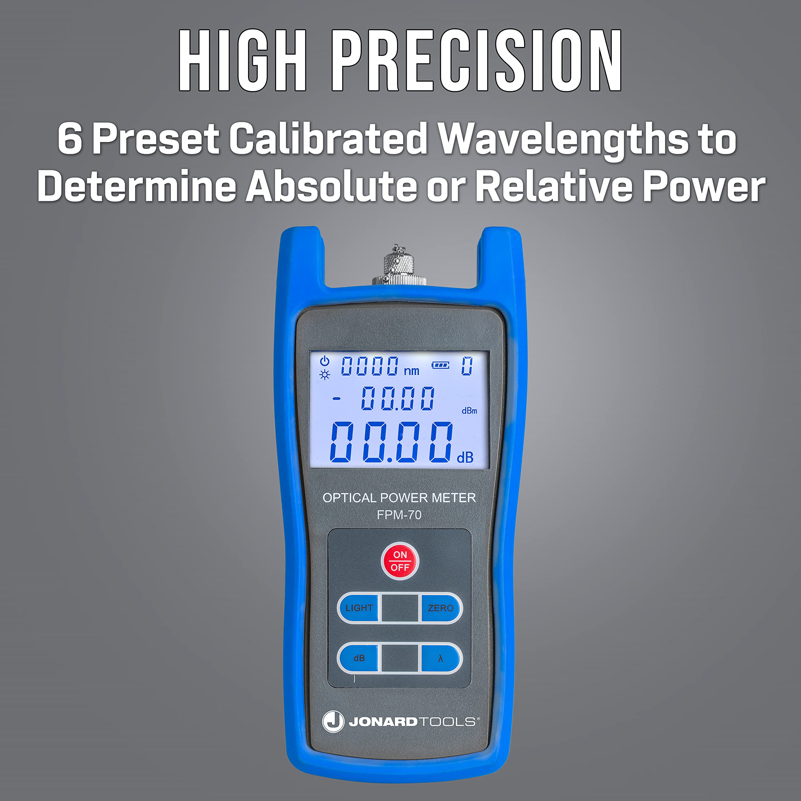 Jonard Tools FPM-70 Fiber Optic Power Meter (-70 to +6 dBm) with FC/SC/LC Adapters | High-Precision Optical Testing for Telecom, Data Centers & Network Maintenance