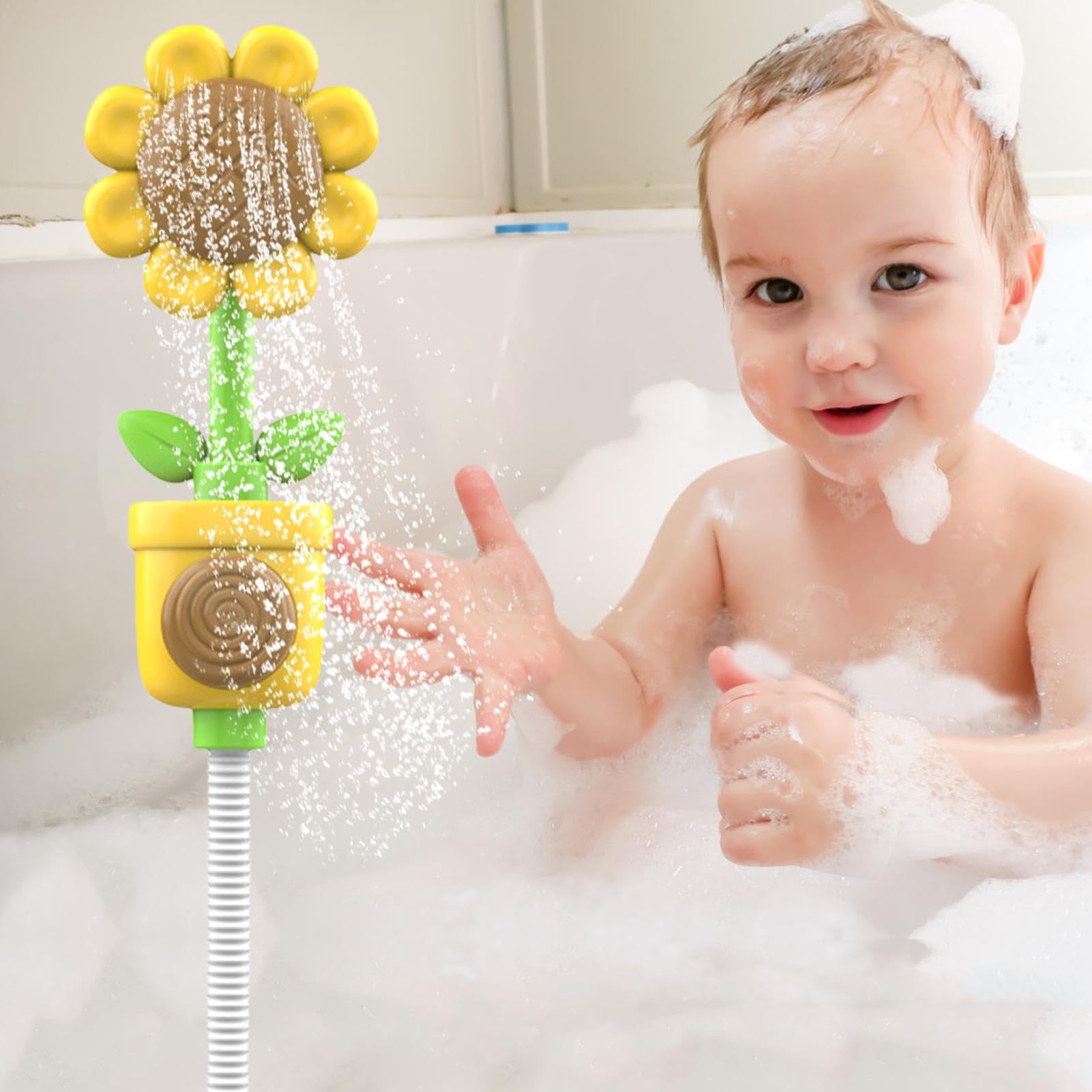 Bathtub Toy Shower Head - Water Sprayer Clockwork Bath Toy for Toddlers | Fun Water Play Shower Head for Kids in Pool & Bathtub | Perfect for Sensory Play, Bath Time Fun & Outdoor Water Activities