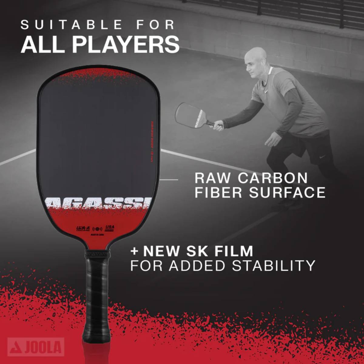 JOOLA Andre Agassi Edge Table Tennis Racket - Professional Ping Pong Paddle with Premium Rubber for Spin & Control - Perfect for Tournaments, Club Play & Home Practice