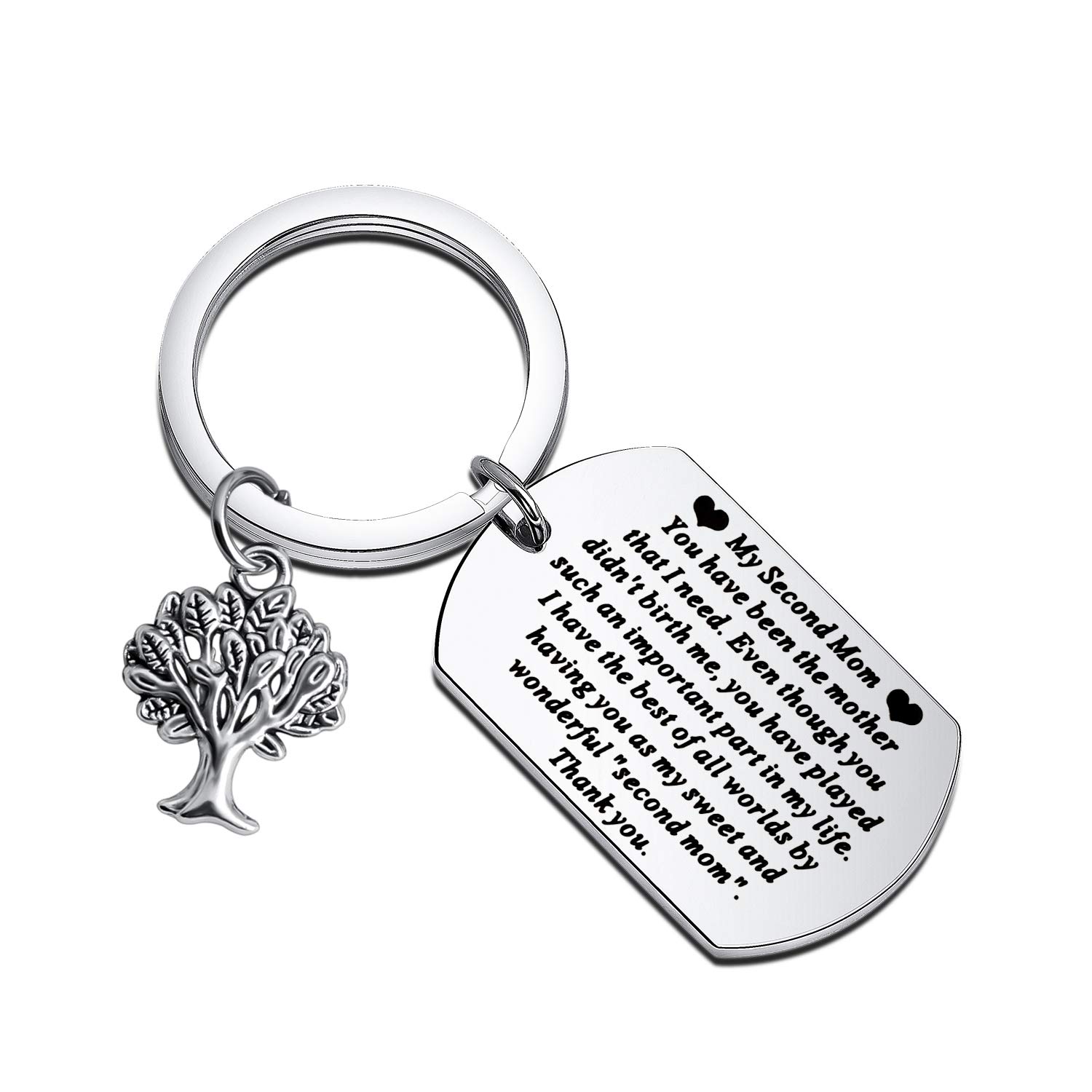 Step Mom Keychain - Heartfelt 'My Sweet & Wonderful Second Mom' Gift for Mother's Day - Perfect Daughter to Stepmom Present for Birthdays, Holidays & Special Occasions