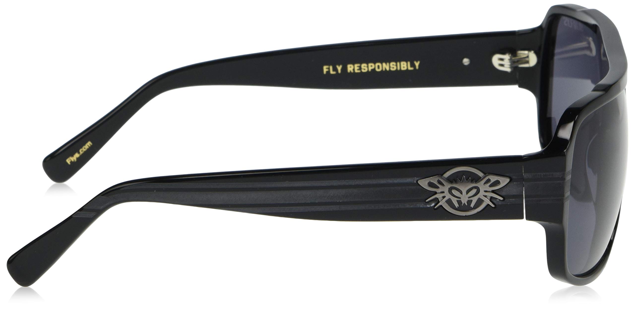 Black Flys Unisex Adult Sunglasses - Shiny Black Frame, UV Protection, 62mm Lens | Perfect for Outdoor Activities, Driving, and Fashion Accessories