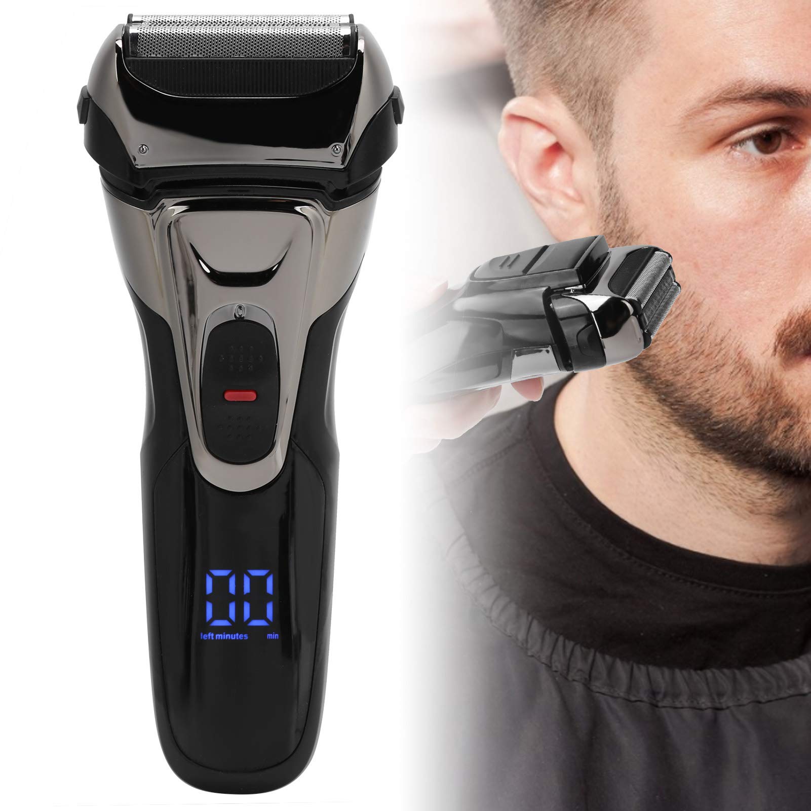 Men's Electric Razor Shaver - Cordless, Waterproof, 3 Blades, LCD Display, USB Charging for Smooth Shaving - Perfect for Travel, Gym & Daily Grooming