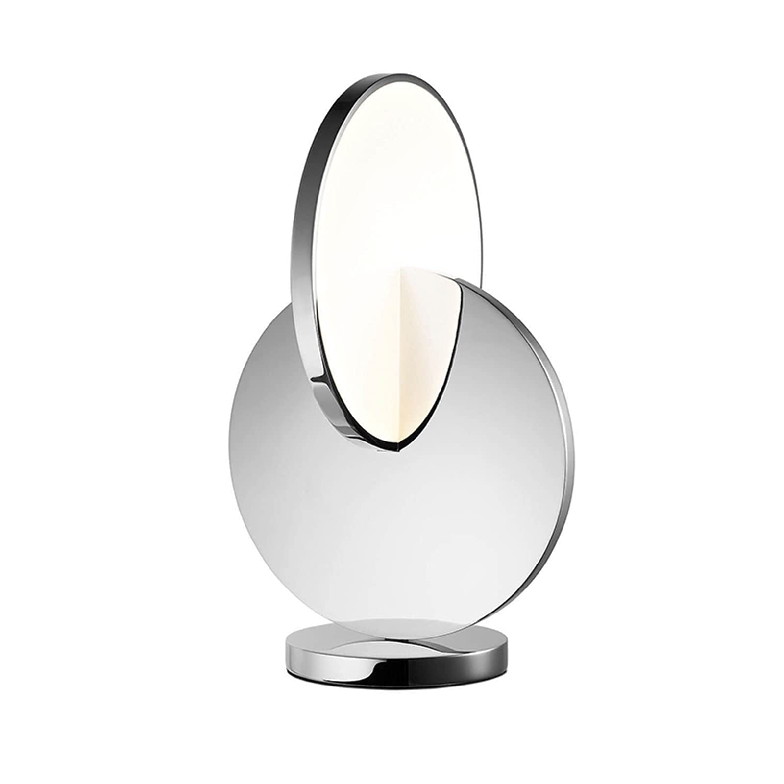 TOMYEUS LED Table Lamp - Circular Metal Desk Lamp with Dimmable Night Light in Black & White for Living Room, Bedroom & Office - Perfect for Reading, Working & Relaxing