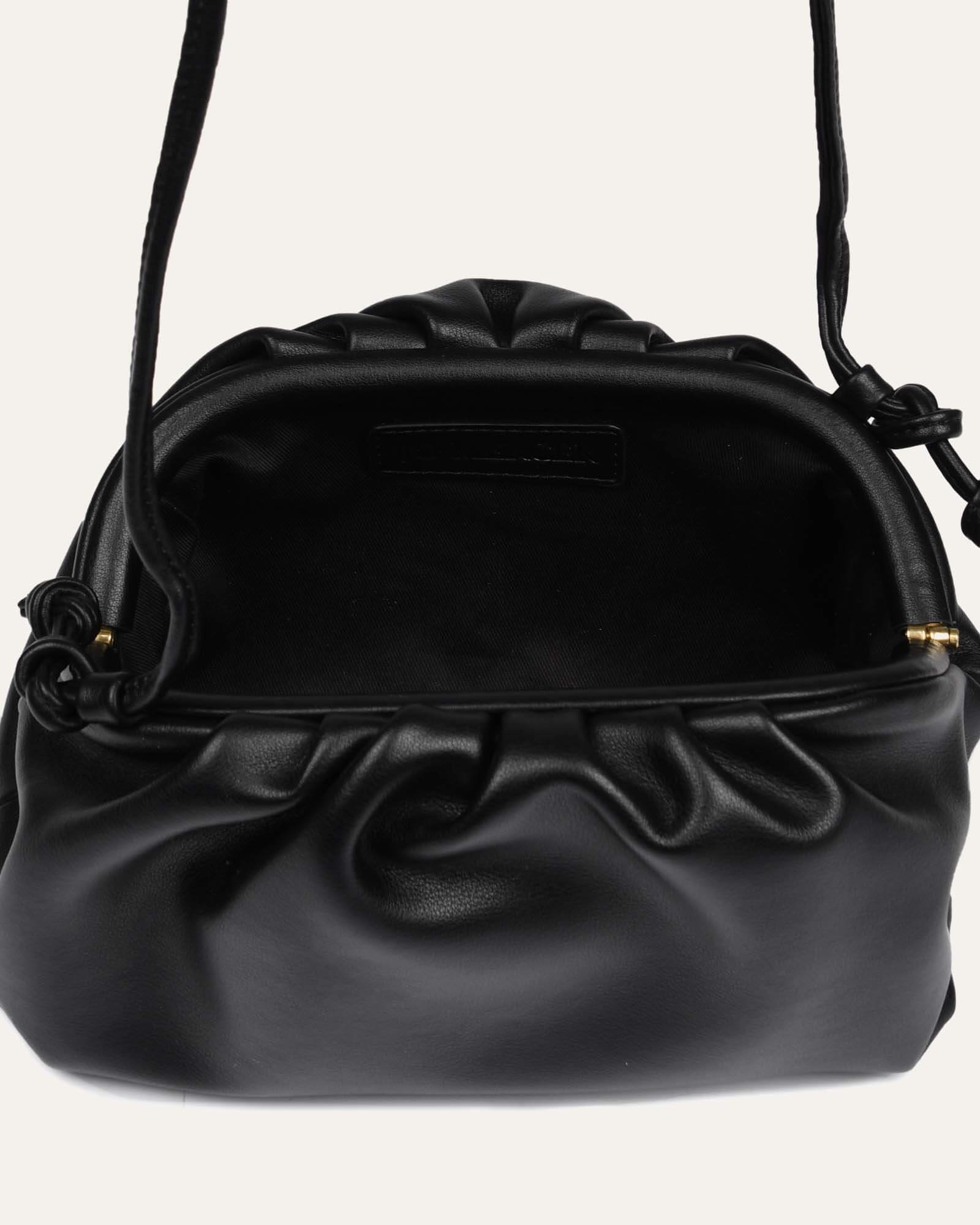BAMBIE Cross Body Bag for Women - Genuine Black Leather Purse with Adjustable Strap, Perfect for Travel, Shopping & Everyday Use