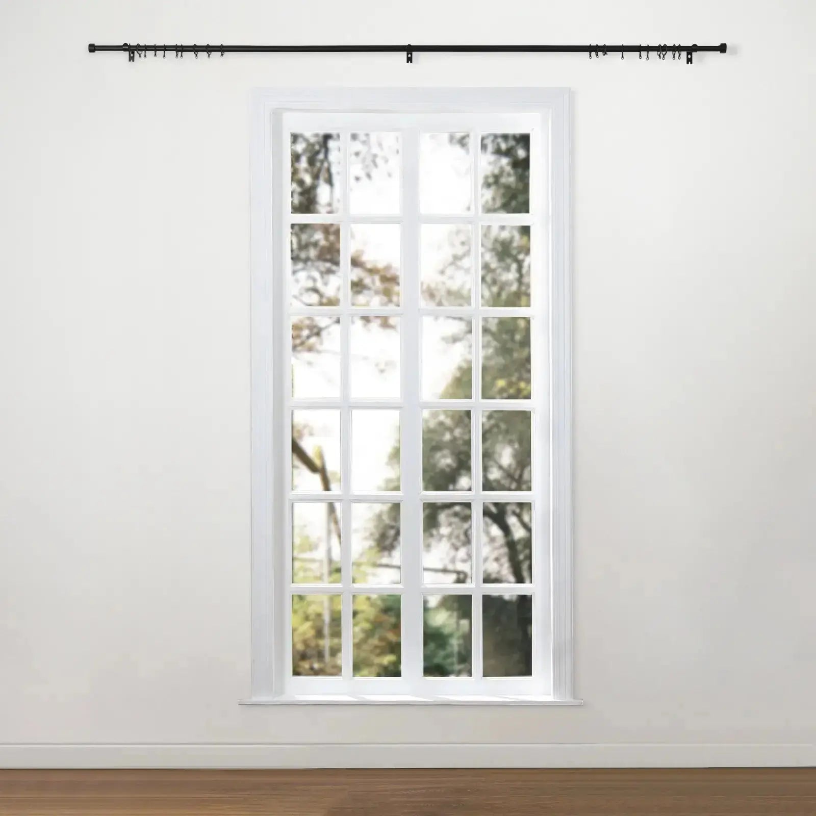 Jaylon Adjustable Curtain Rod with Rings - Extendable Window Drapery Rod for Living Room, Bedroom & Kitchen - Easy Installation for Blackout & Sheer Curtains