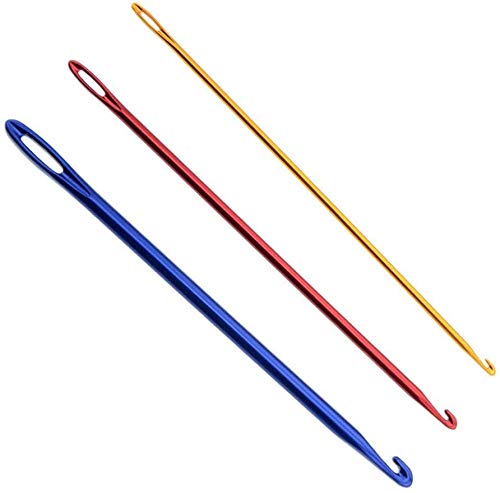 COPYLOVE 6Pcs Aluminum Crochet Hooks Set - Afghan Metal Knitting Needles with Threading Hole for DIY Crafts, Crocheting, Darning & Sewing | Perfect for Yarn Projects, Blanket Making & Handmade Gifts