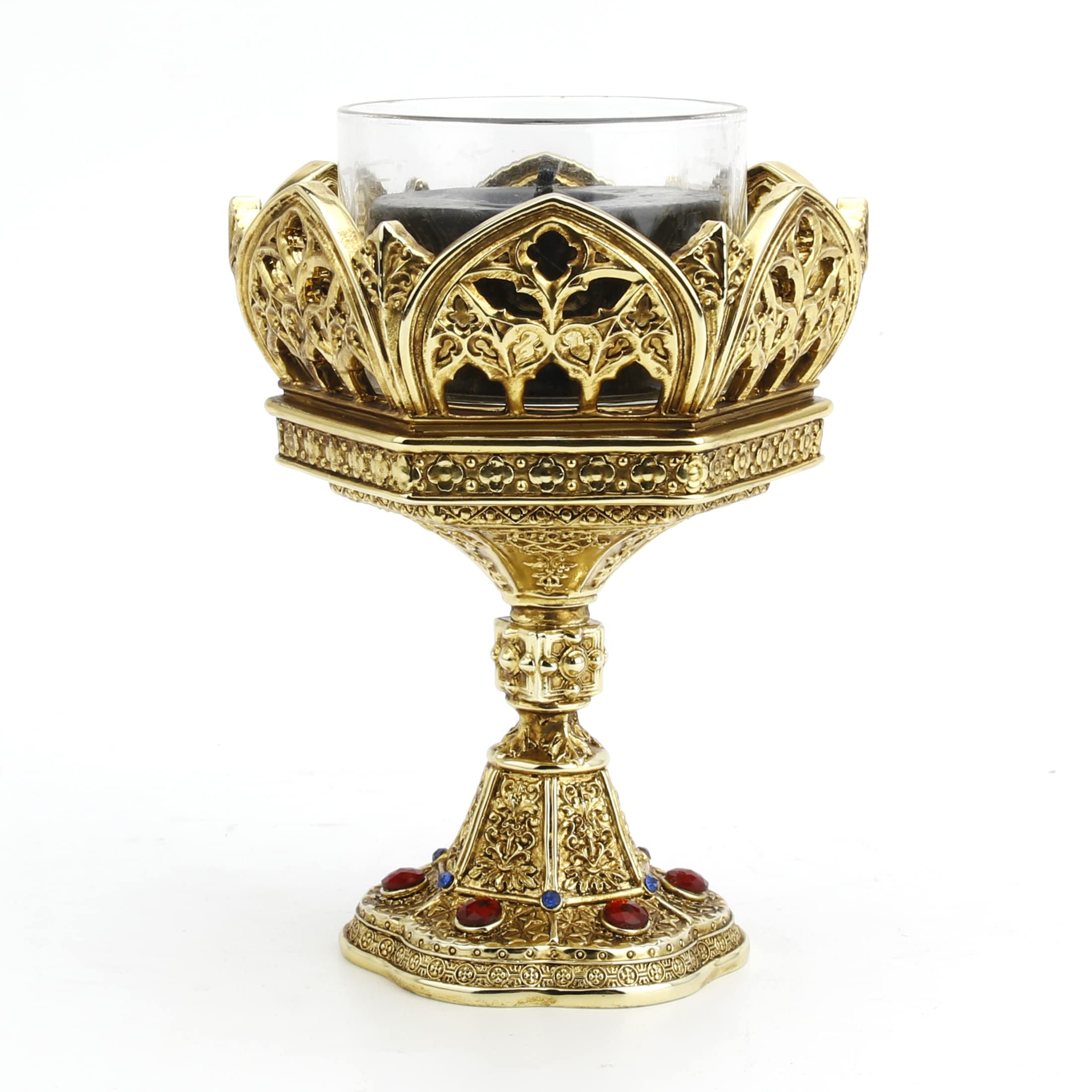 Veronese Design Hexagon Cathedral Gold Plated Votive Candle Holder - Elegant Home Decor for Weddings, Church Altars & Holiday Centerpieces