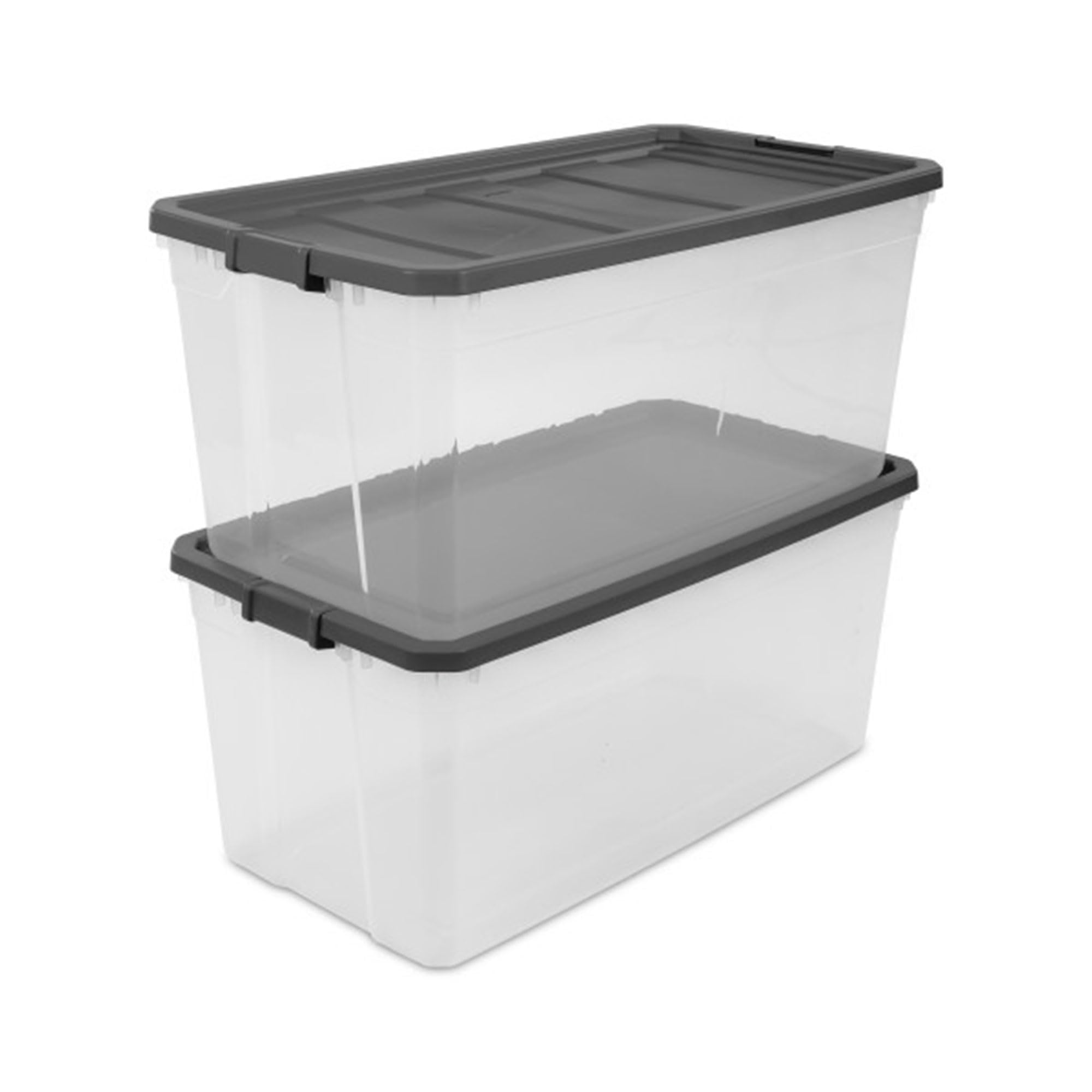 Sterilite 3-Pack Modular Stacker Box - Clear Plastic Storage Bins with Secure Latching Lids (200 Quart) - Ideal for Home Organization, Garage Storage & Moving Supplies