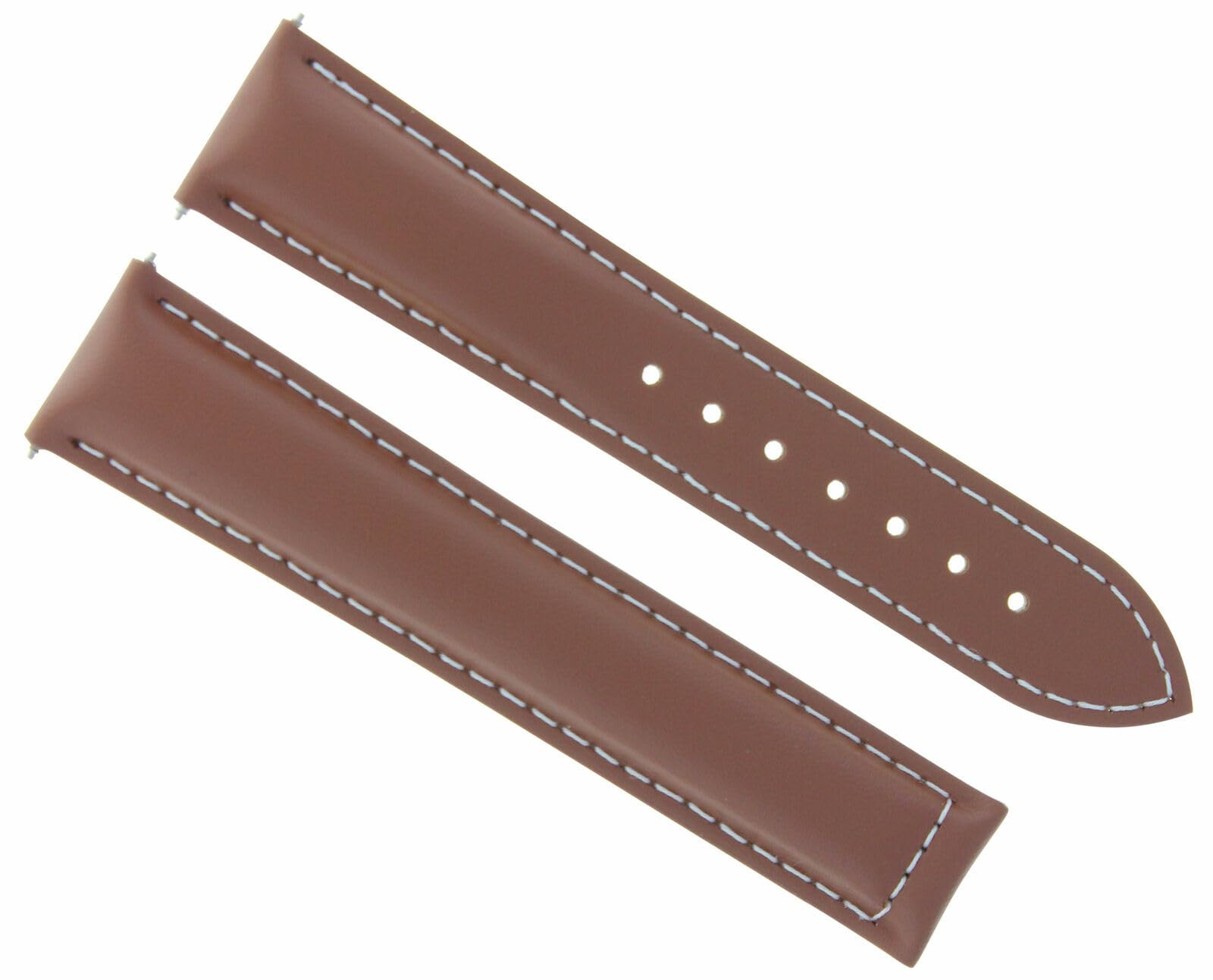 18mm Leather Watch Band for Omega Seamaster - Light Brown with White Stitching | Dress & Casual Wear