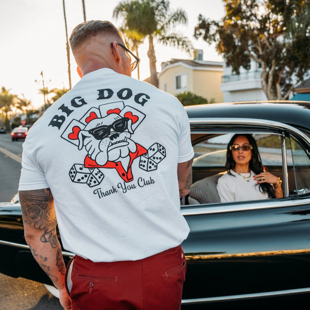 Big Dog T-Shirt for Men - Soft Cotton White Tee for Casual Wear, Gym & Outdoor Activities