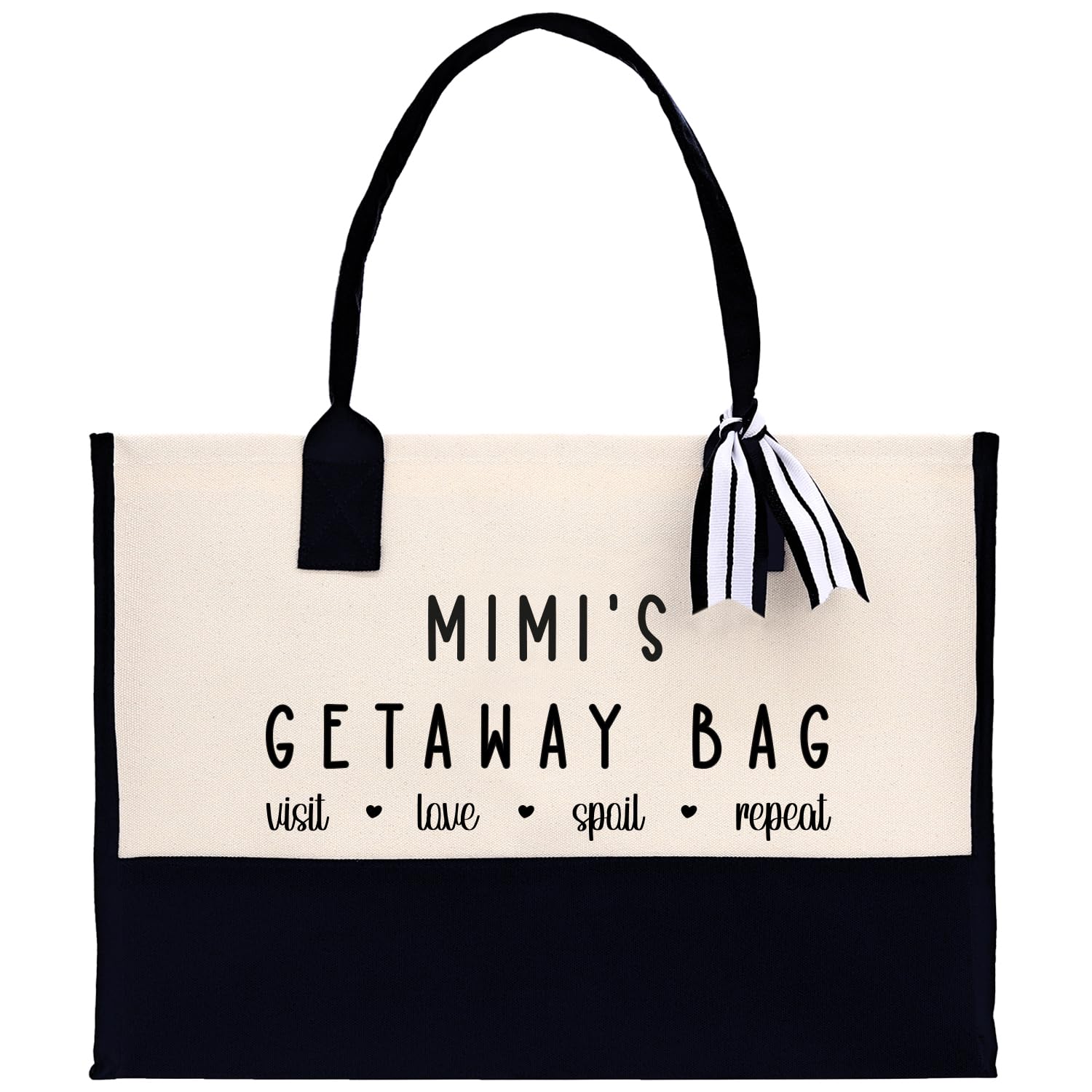 Vanessa Rosella Grandma's Getaway Cotton Canvas Tote Bag - Large Reusable Shopping Tote for Women, Perfect Grandma Gift, Beach Bag, Grocery Bag & Everyday Carry (Beige) - Ideal for Shopping, Travel, Picnics & Daily Errands