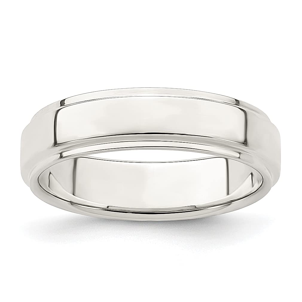 925 Sterling Silver 5mm Step Edge Size 12 Wedding Band Ring - Classic Flat Design with Edge Down - Fine Jewelry for Women - Perfect Gift for Her - Ideal for Anniversaries, Engagements & Everyday Wear
