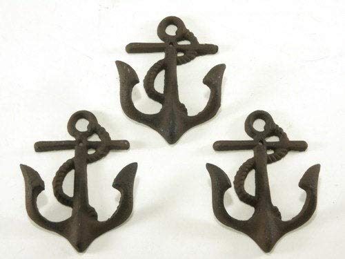 10-Piece Cast Iron Anchor Hook Set - Rustic Nautical Wall Decor for Home & Boat - Perfect for Hanging Coats, Keys, and Towels in Living Room, Bathroom, or Cabin