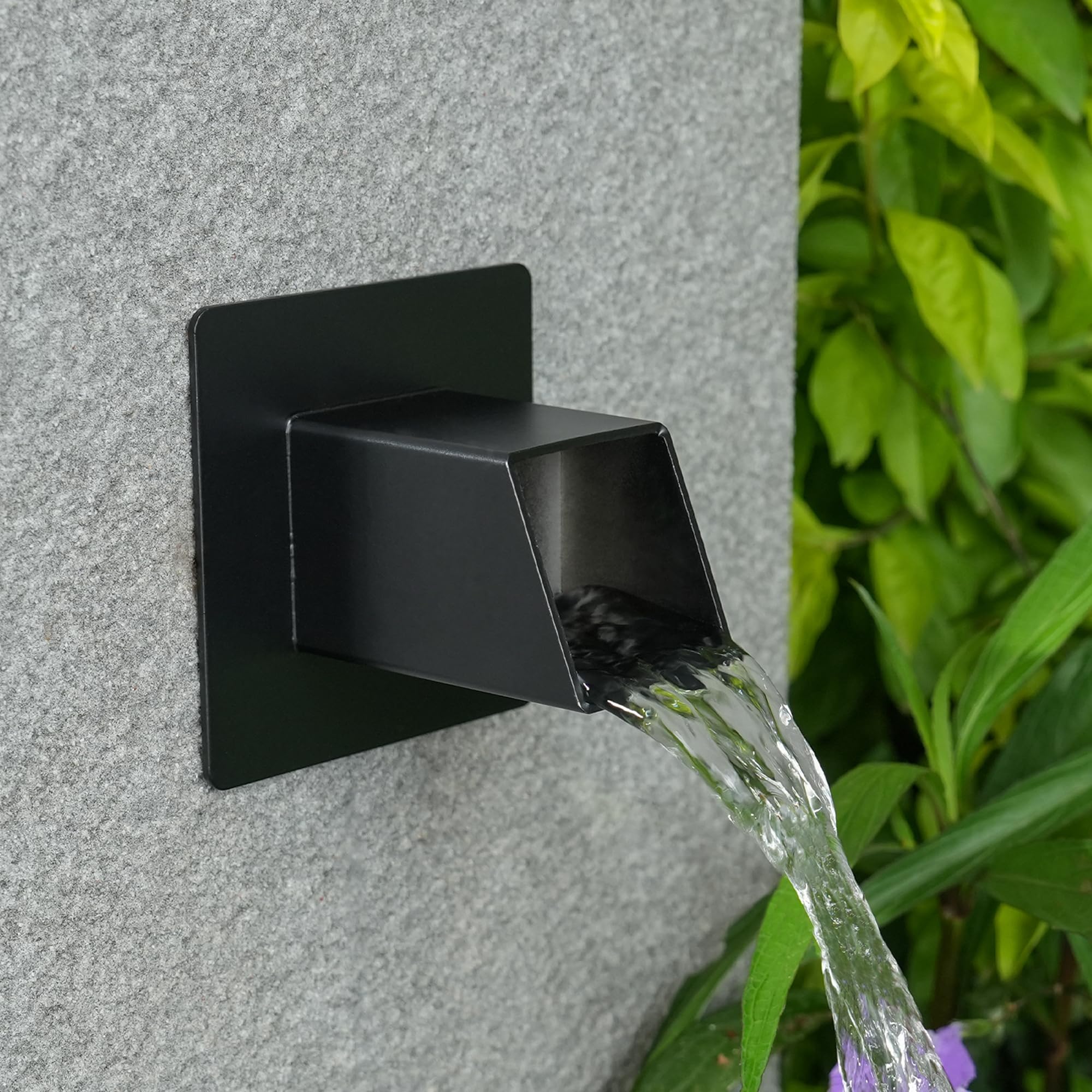 2 Inch 316 Stainless Steel Square Water Fountain Spout with Integrated Spray Baffle - Waterfall Spillway Scupper for Outdoor Decor, Pools, Ponds, Water Walls - Black | Perfect for Garden Fountains, Patio Water Features & Landscape Design