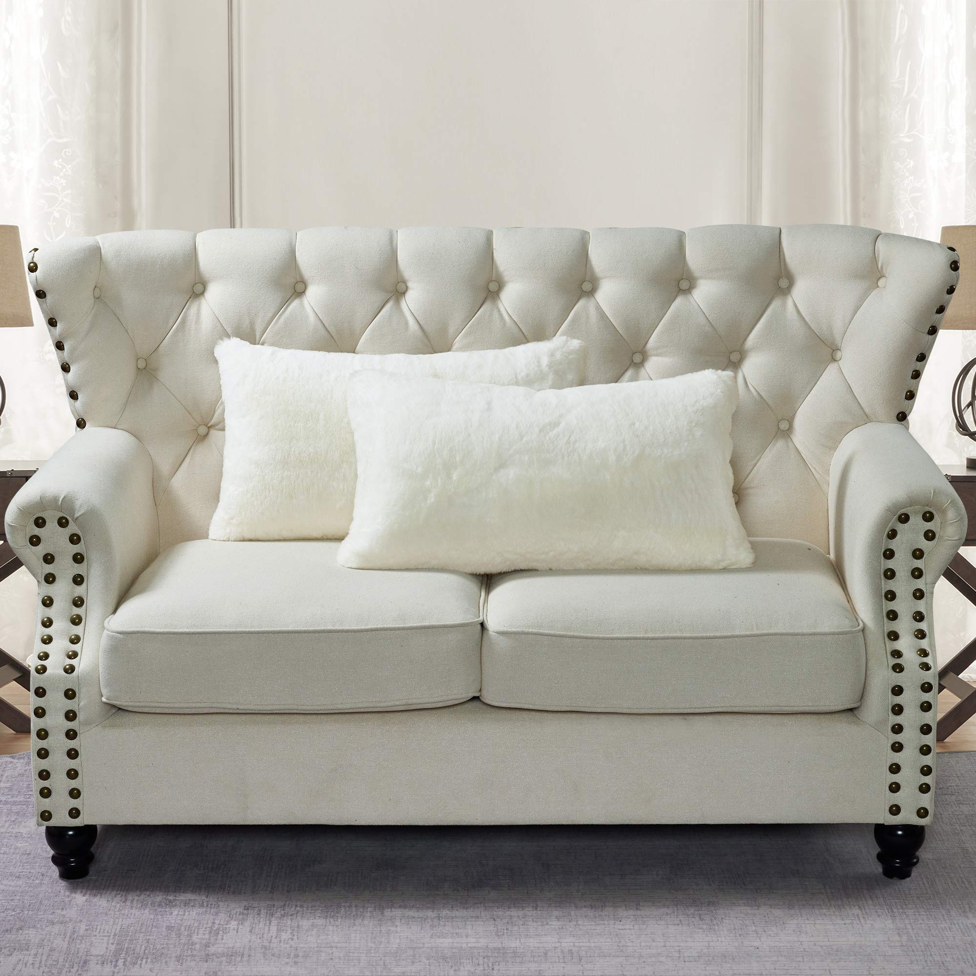 Luxury Faux Fur Throw Pillow Covers Set of 2 - 14