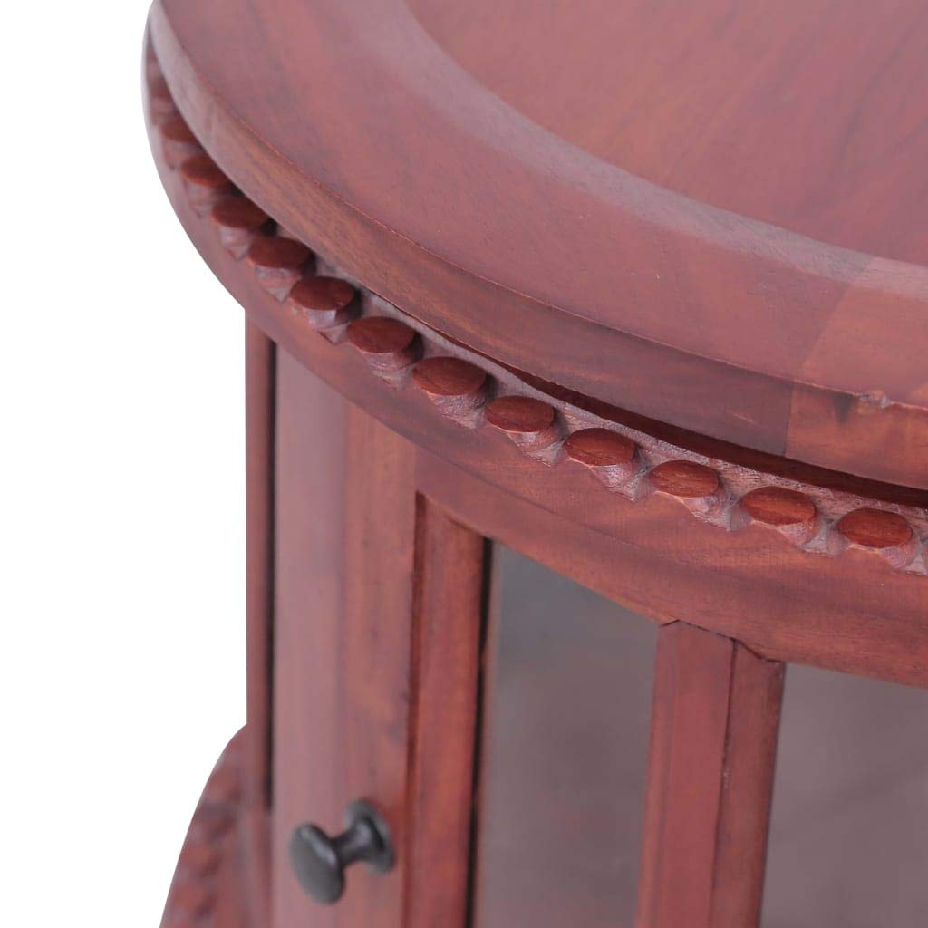 vidaXL Solid Mahogany Wood Side Cabinet with Glass Doors - 19.7