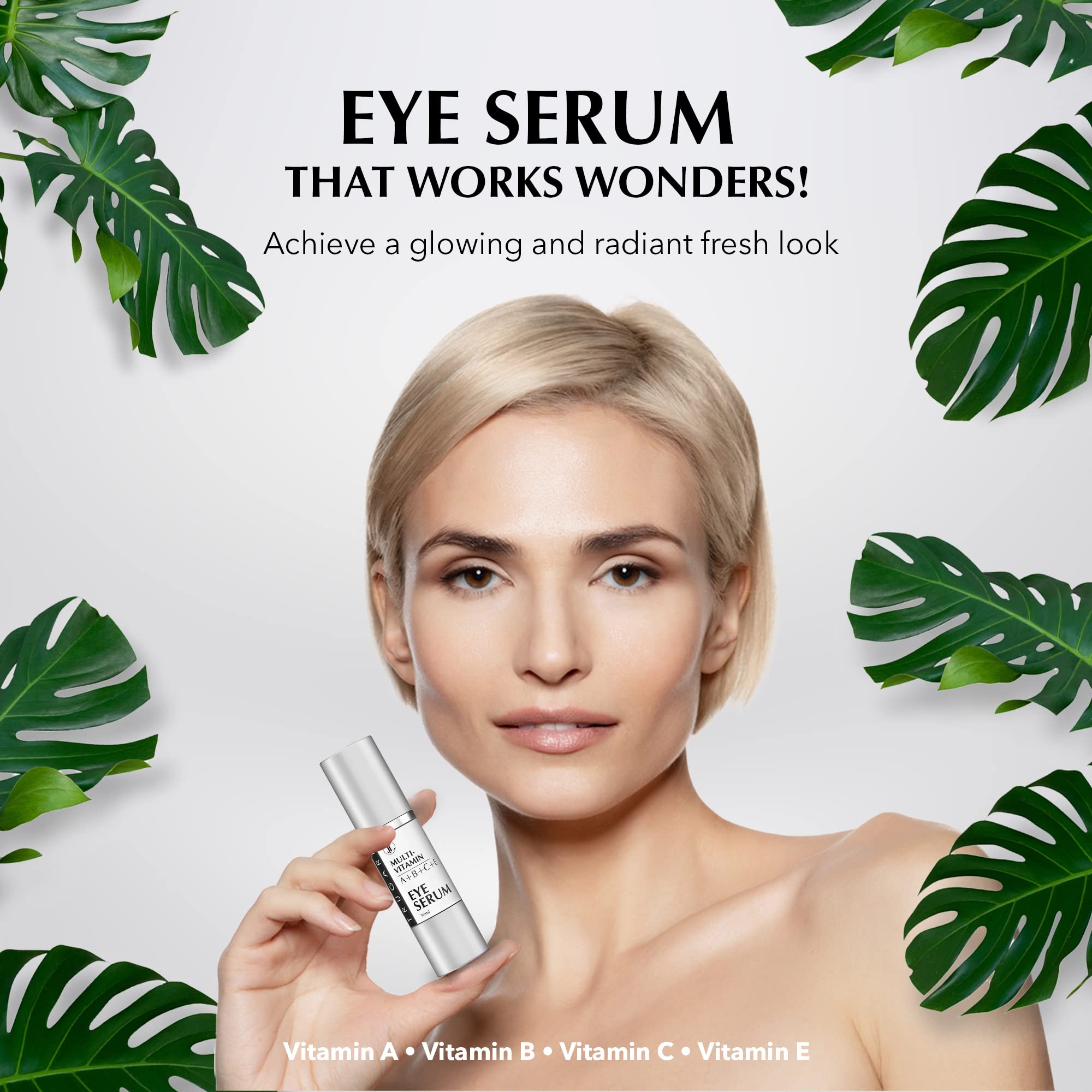 Multi-Vitamin Eye Serum with Vitamins A, B, C & E - Dark Spot Corrector for Face & Under Eyes - Anti-Aging Treatment for Fine Lines, Wrinkles & Age Spots - 30ml - Perfect for Nighttime Skincare Routine & Daily Anti-Wrinkle Care