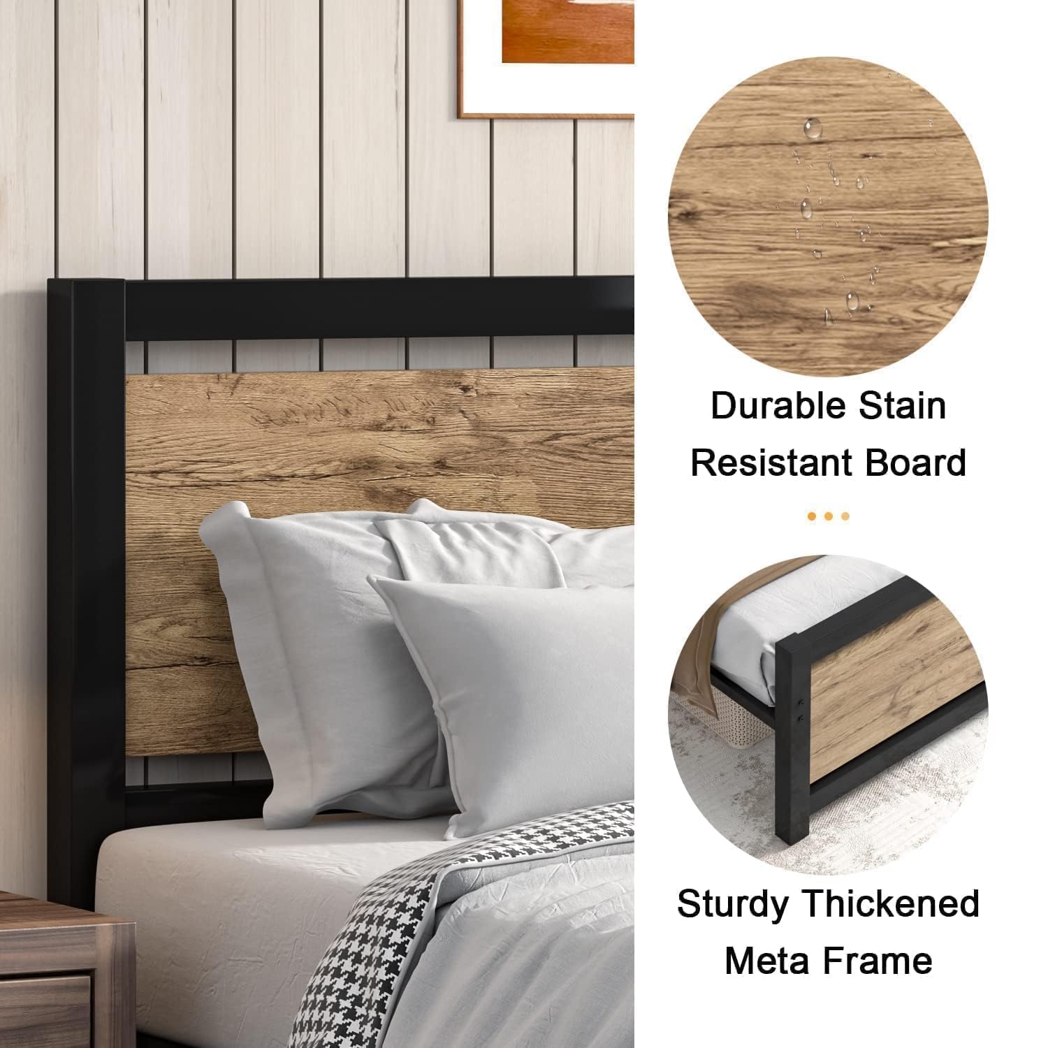 Catrimown Queen Metal Bed Frame - Heavy Duty Steel Platform with Headboard & Under Bed Storage | No Box Spring Needed | Sturdy Slat Support for Maximum Comfort | Perfect for Master Bedrooms, Guest Rooms & Small Spaces