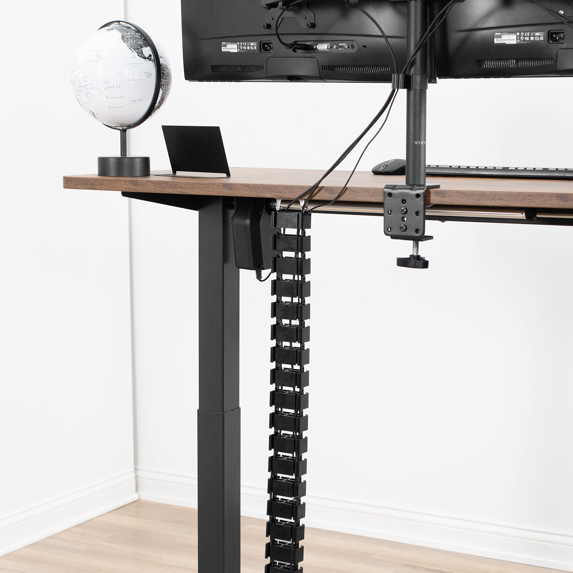 VIVO Under Desk Cable Management Kit - Adjustable 4-Port Wire Organizer for Home Office, Black (DESK-AC01C) | Perfect for Computer, Monitor & TV Cord Organization Under Workstations