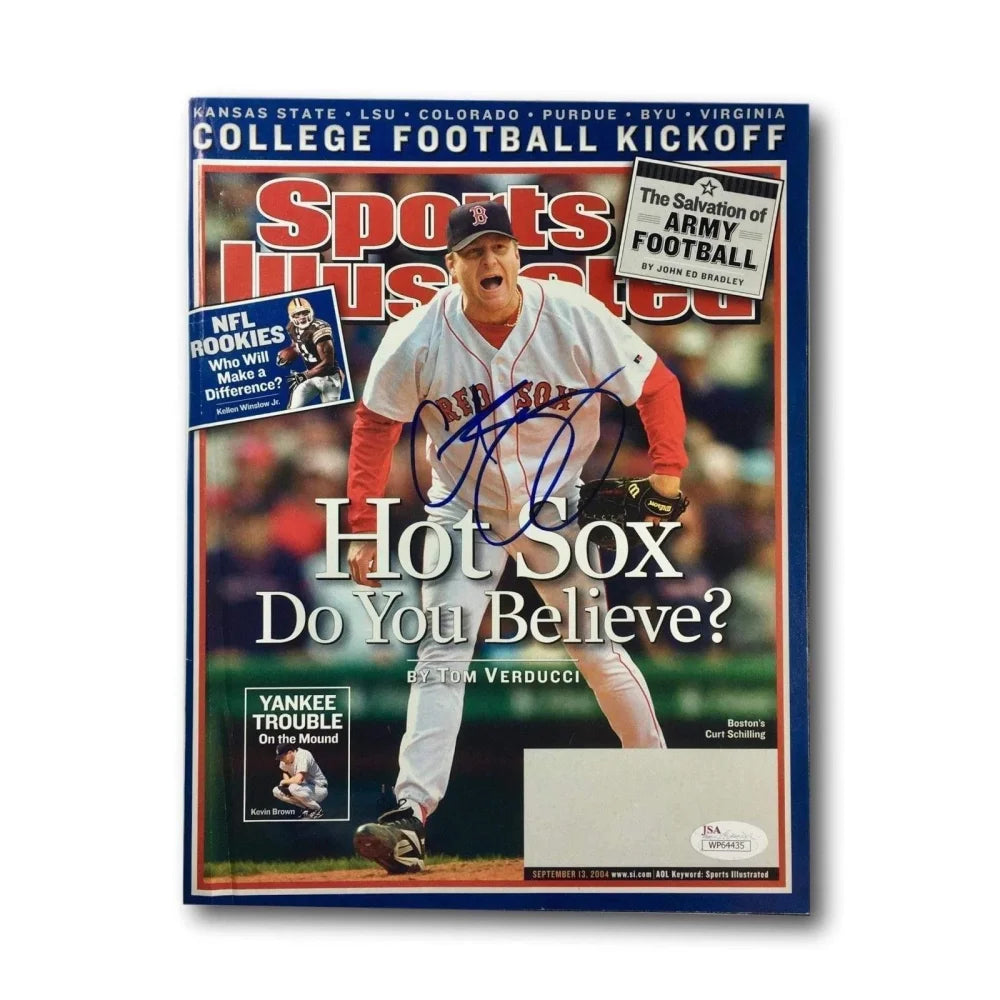 Curt Schilling Autographed 2004 World Series Boston Red Sox 8x10 Sports Illustrated Photo - Perfect for Baseball Memorabilia Collectors & Red Sox Fans - Display in Home, Office, or Man Cave