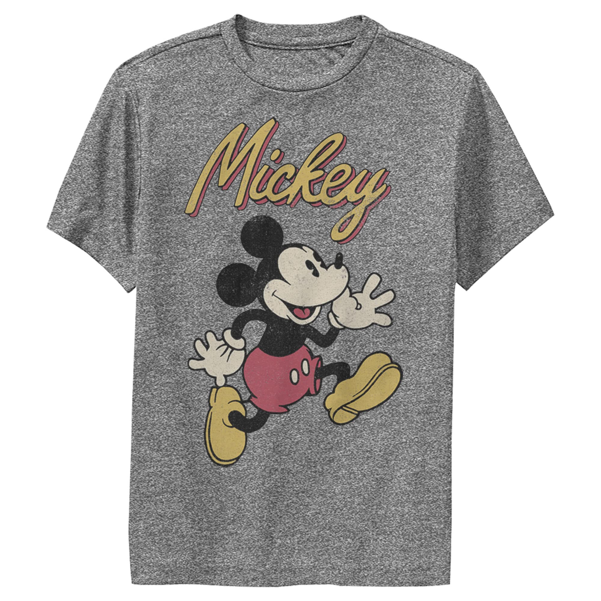 Vintage Mickey Mouse Boys' Performance T-Shirt - Disney Characters Graphic Tee for Casual Wear, School, and Playdates