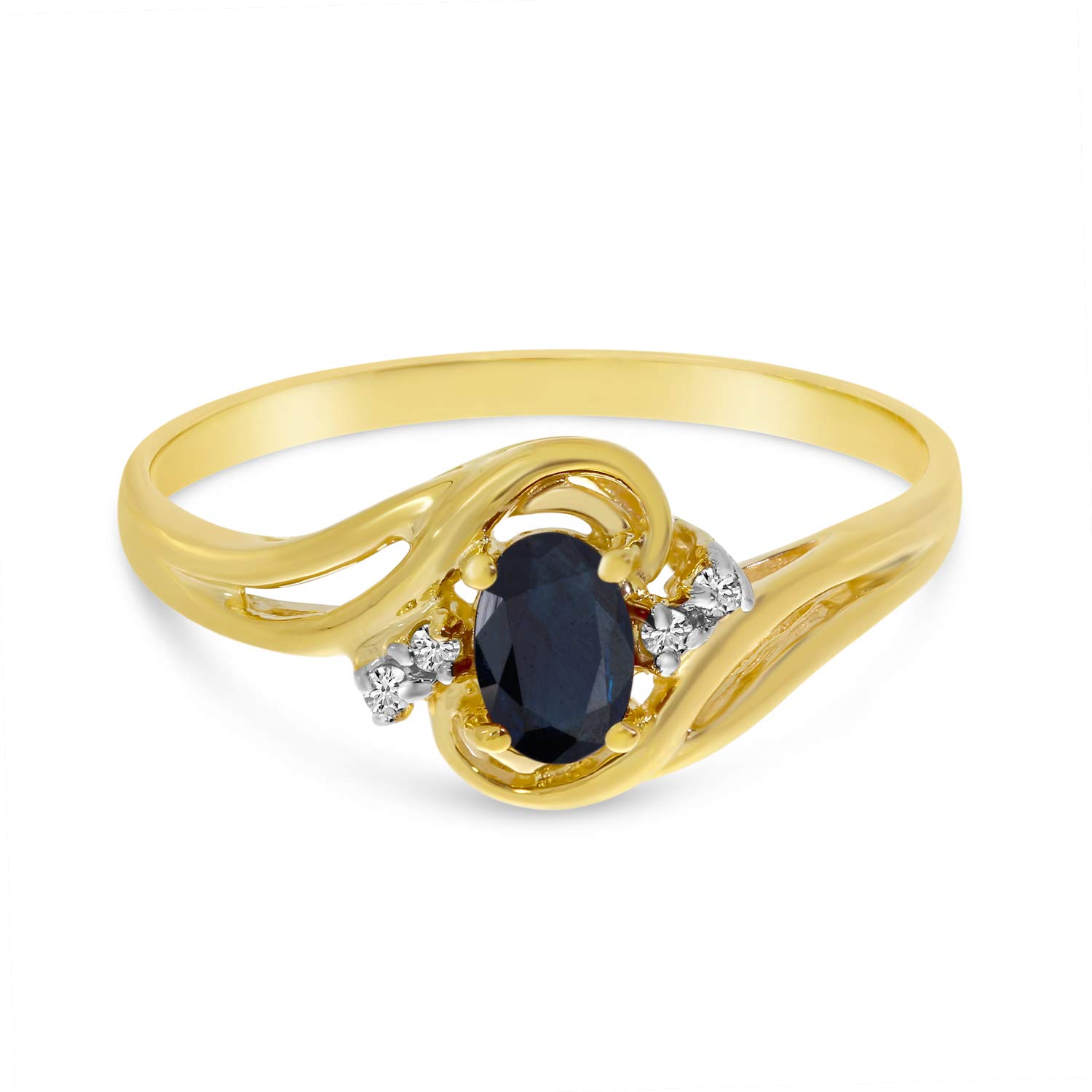 14K Yellow Gold Oval Sapphire and Diamond Ring for Women - Elegant Engagement, Wedding, or Anniversary Jewelry Gift