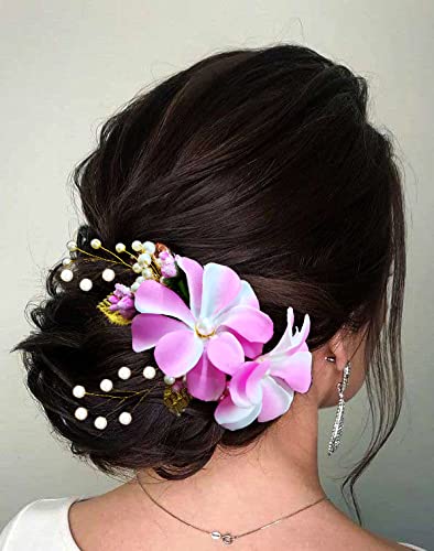 Lavender Flower Hair Comb Slide - Elegant Bridal Hair Accessories for Women & Girls | Baby Pink Hair Clip for Weddings, Prom & Special Occasions