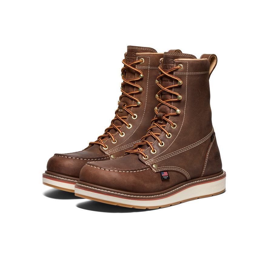 Men's Liberty 8 Waterproof Work Boot with Carbon Toe - Leather Brown/Gum Sole | Durable Safety Boots for Construction, Hiking & Outdoor Work