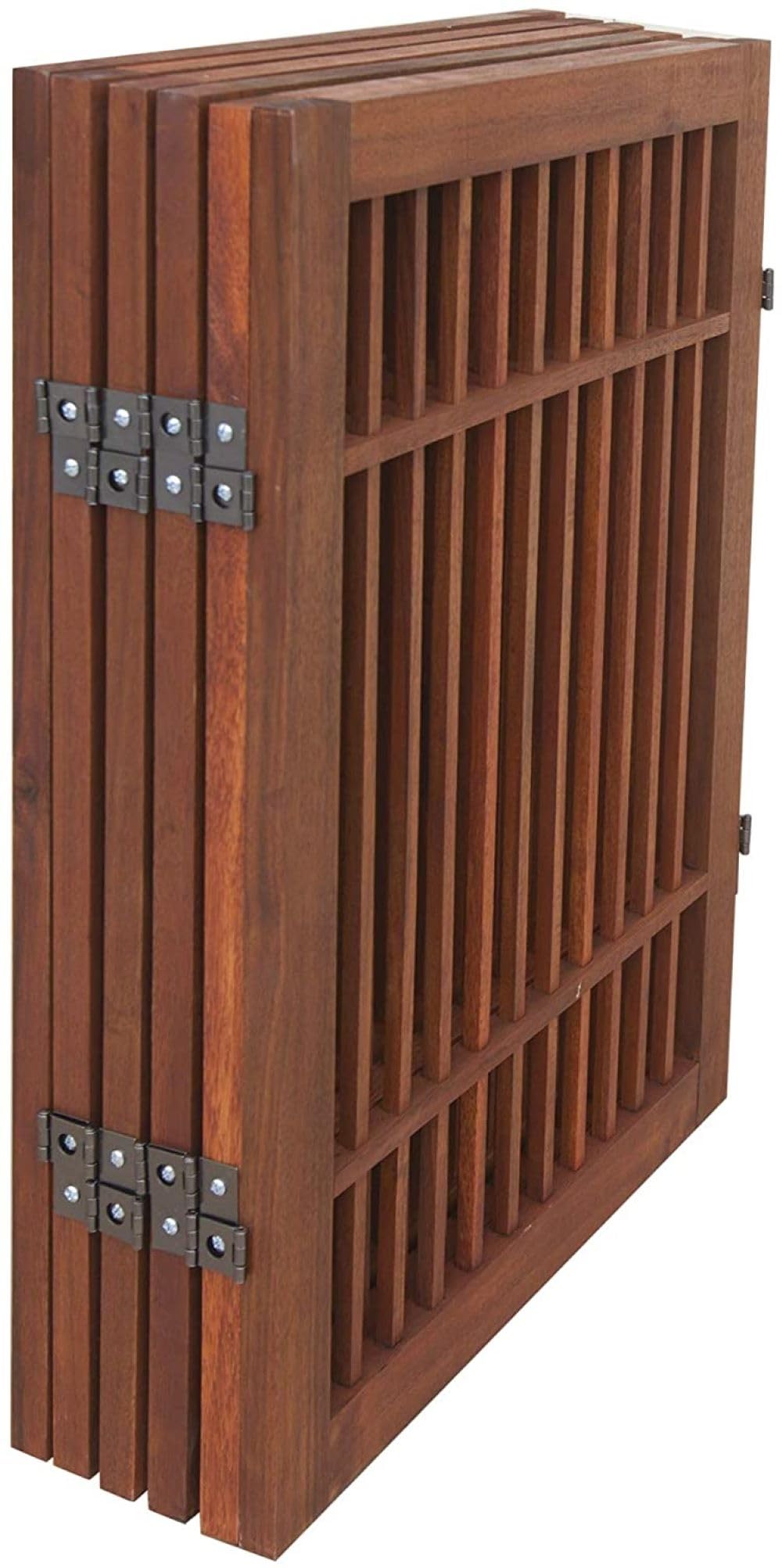 Premium Acacia Hardwood Pet Dog Gate - Freestanding, Folding & Portable Indoor/Outdoor Wooden Fence (6-Panel, 24
