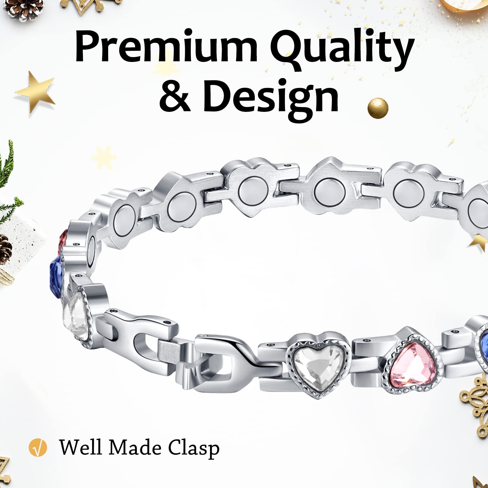 Feraco Magnetic Therapy Bracelet for Men & Women - Adjustable Magnetic Jewelry for Pain Relief & Improved Circulation - Stylish Unisex Gift for Arthritis, Joint Pain - Perfect for Workouts, Yoga & Daily Wear
