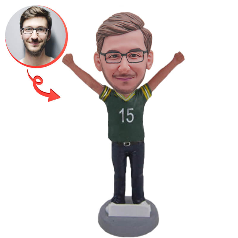 Green Bay Packers Football Fan Custom Bobblehead - Personalized NFL Fan Gift for Game Day & Home Decor