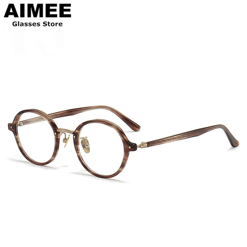 Aimee Women's Full Rim Round Titanium Acetate Eyeglasses Frame 19646 | Lightweight & Durable Glasses for Reading, Work & Fashion | Perfect for Office, Driving & Everyday Use