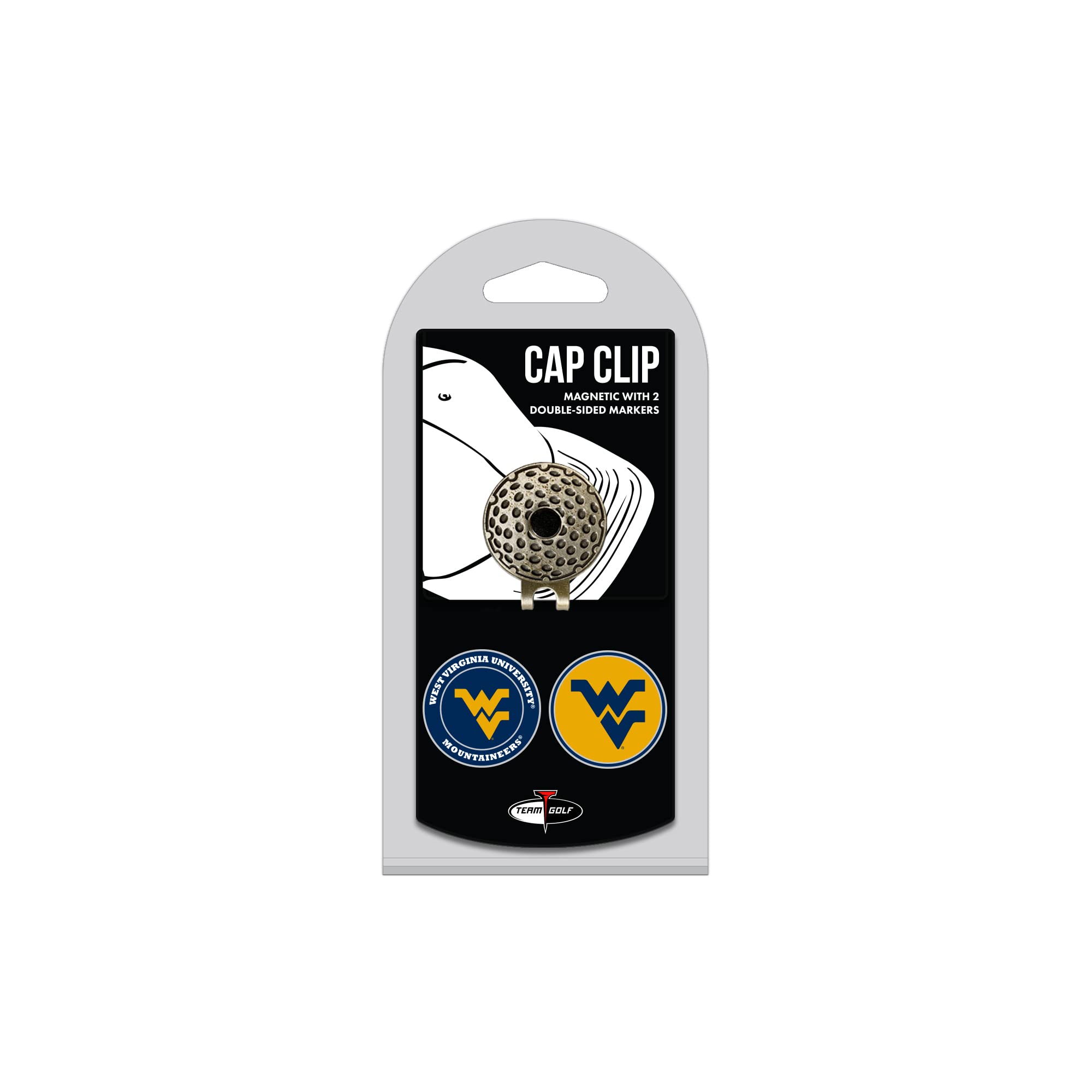 NCAA Golf Cap Clip with 2 Removable Double-Sided Magnetic Ball Markers - Easy Hat Attachment for Golfers | Perfect for Golf Tournaments & Practice Rounds