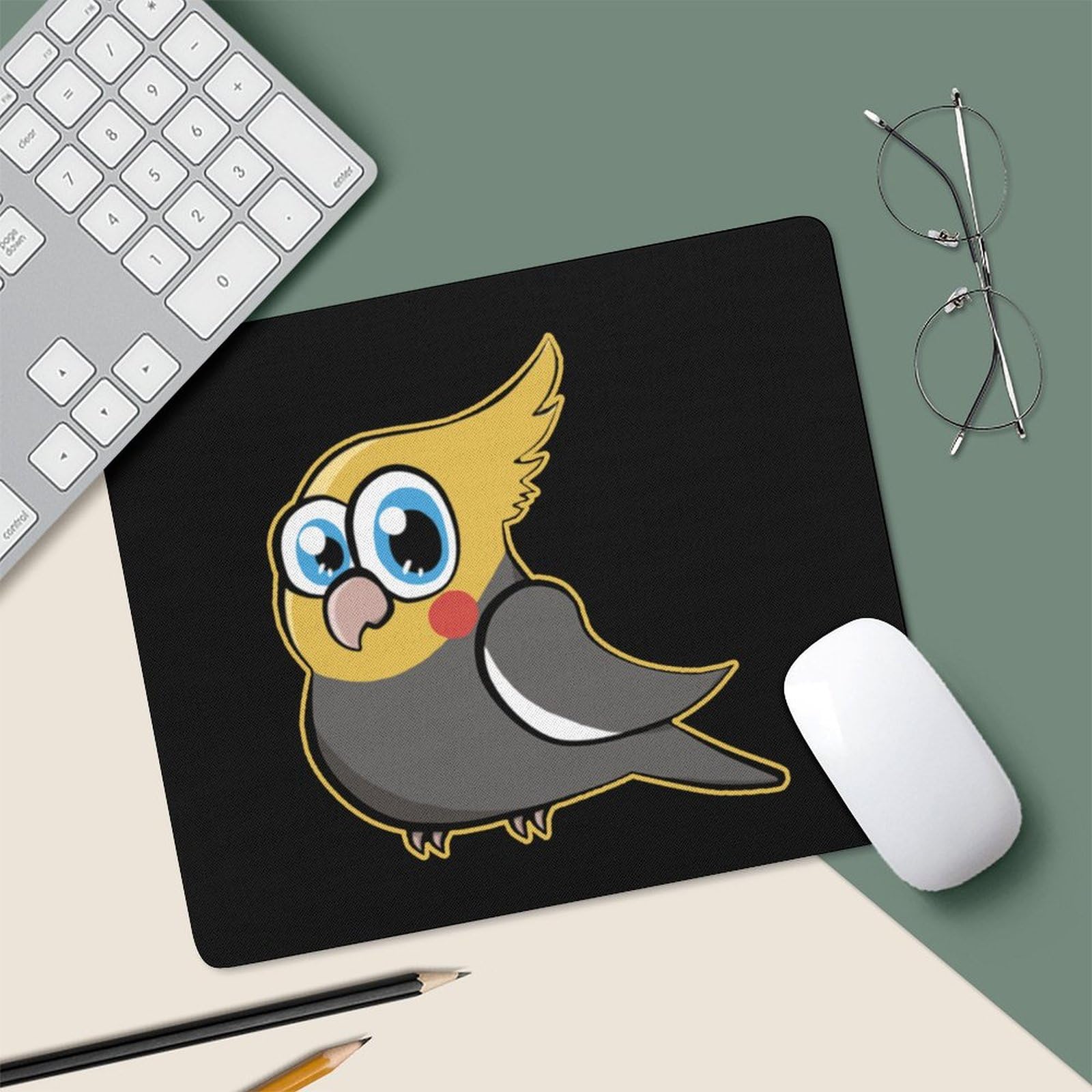 Durable Non-Slip Waterproof Gaming Mouse Pad - Cute Cockatiel Bird Design - 25x30cm Unisex Office & Home Computer Accessory for Work, Gaming & Study