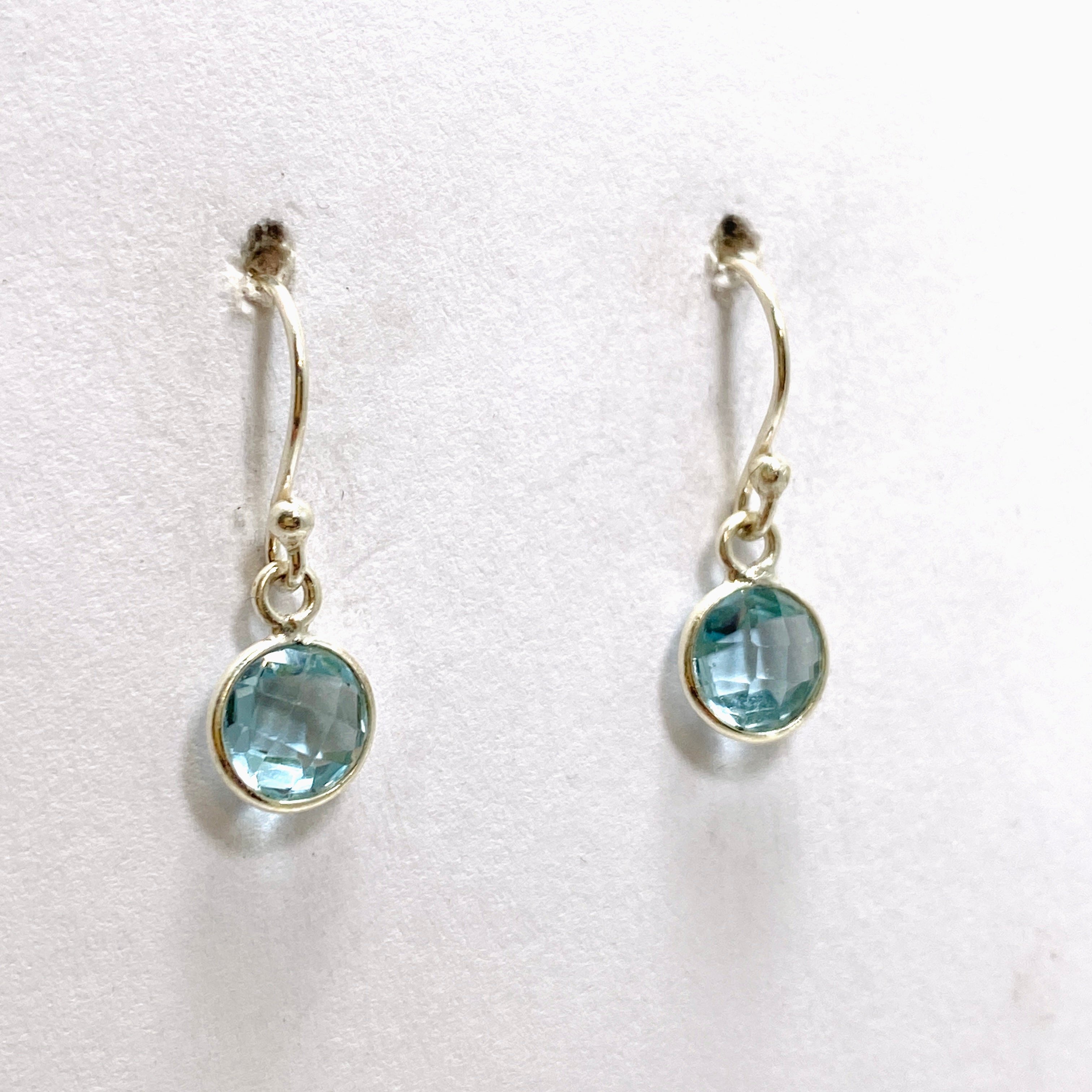 Blue Topaz Round Faceted Stud Earrings for Women - 925 Sterling Silver Gemstone Jewelry - Perfect for Gift, Wedding & Party Occasions
