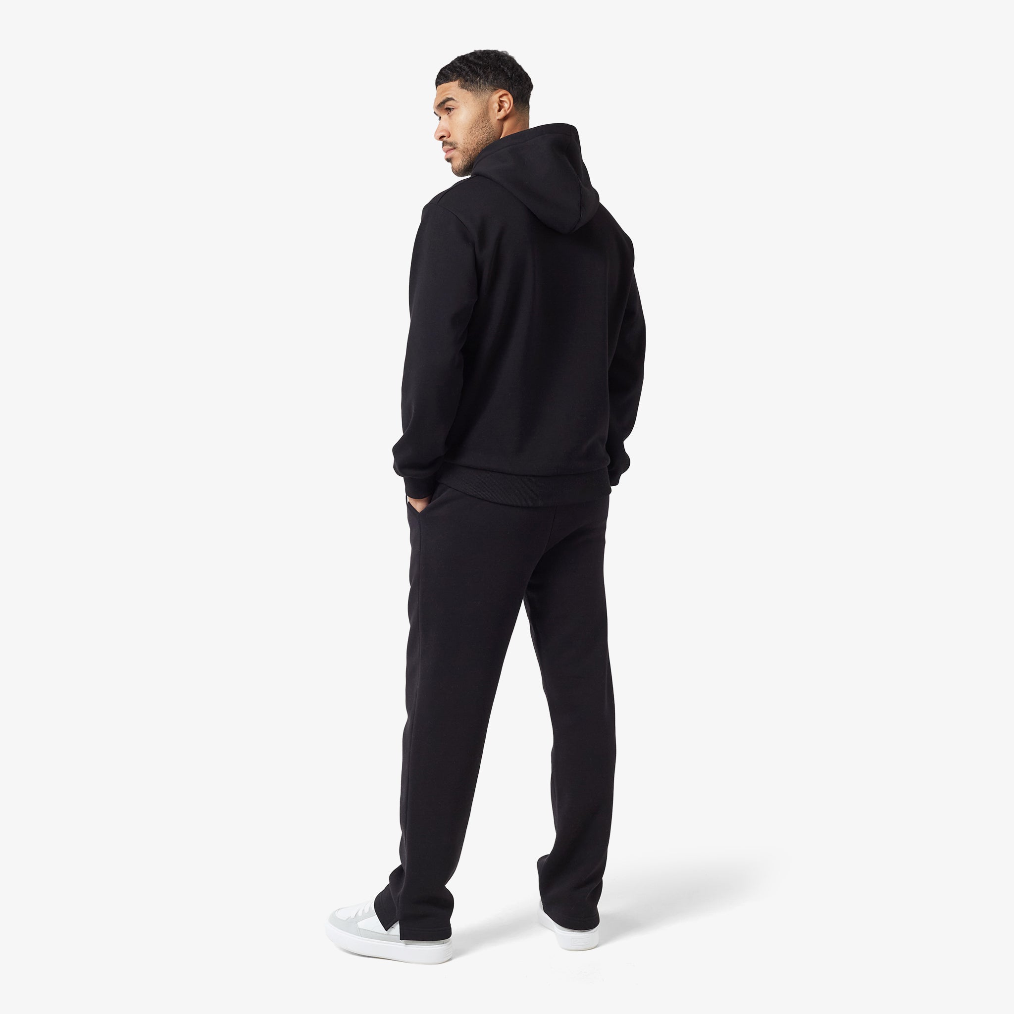 Relaxed Fit Split Open Hem Tracksuit for Women - Comfortable Lounge Wear & Casual Outfit | Black | Perfect for Yoga, Running Errands & Home Relaxation