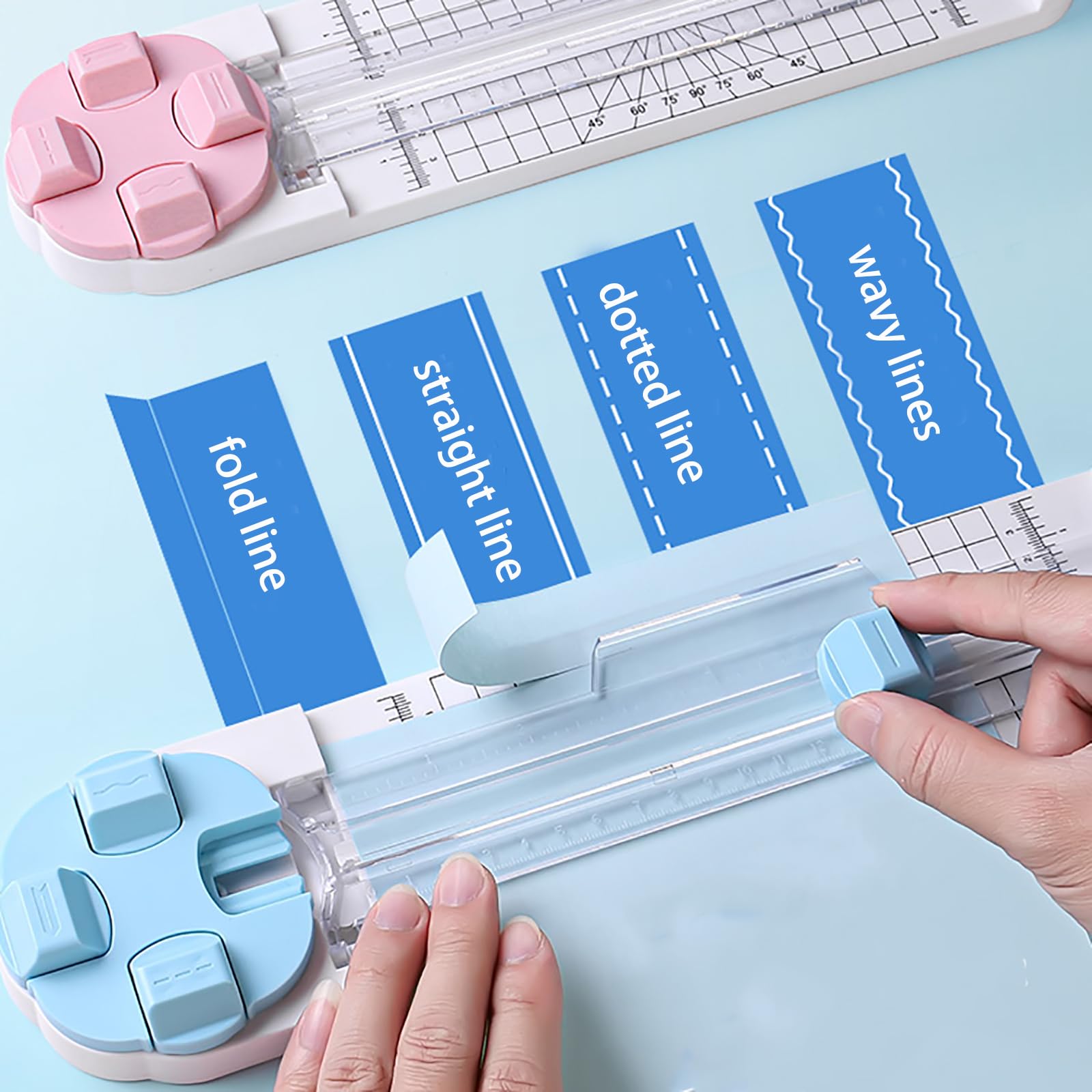 Purzen 4-in-1 Multi-Purpose Paper Cutter with 4 Interchangeable Blades - Portable Scrapbooking Tool for Photos, Cards, Paper & Film (Pink) | Perfect for DIY Crafts, Card Making, Photo Albums & Home Office Projects