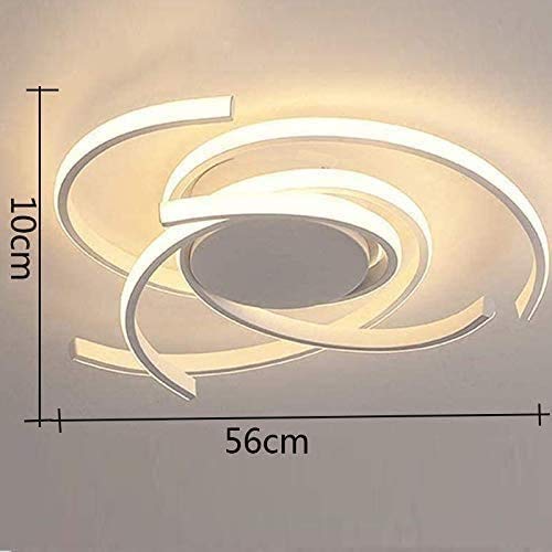 Dimmable LED Ceiling Light with Remote Control - Modern Spiral Flower Design in White - Perfect for Bedroom, Living Room & Kitchen - Stainless Steel Bracket Light for Home Decor & Ambient Lighting