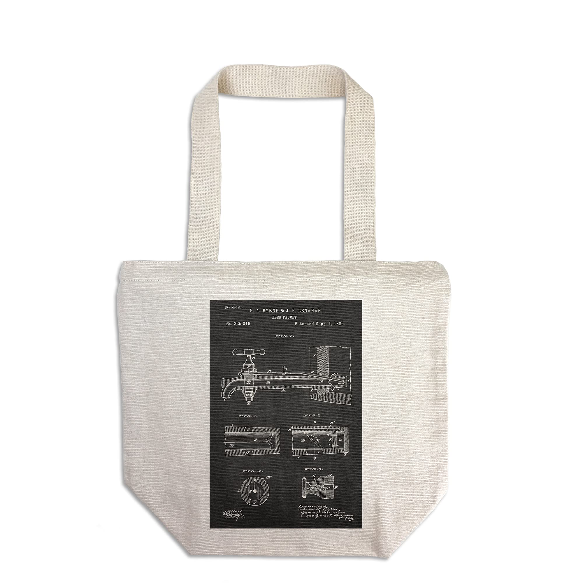 Lantern Press Blackboard Patent Beer Tap Design - 100% Cotton Canvas Reusable Tote Bag for Grocery Shopping, Beach Trips & Everyday Use