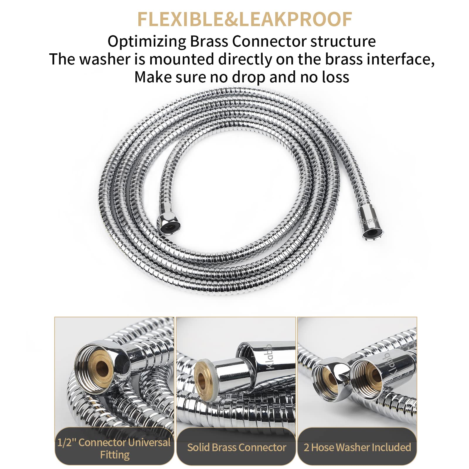 70 Inch Stainless Steel Shower Hose Replacement - Flexible & Durable RV Shower Hose with Brass Fittings - Perfect for RV, Camping, Bathroom & Portable Showers