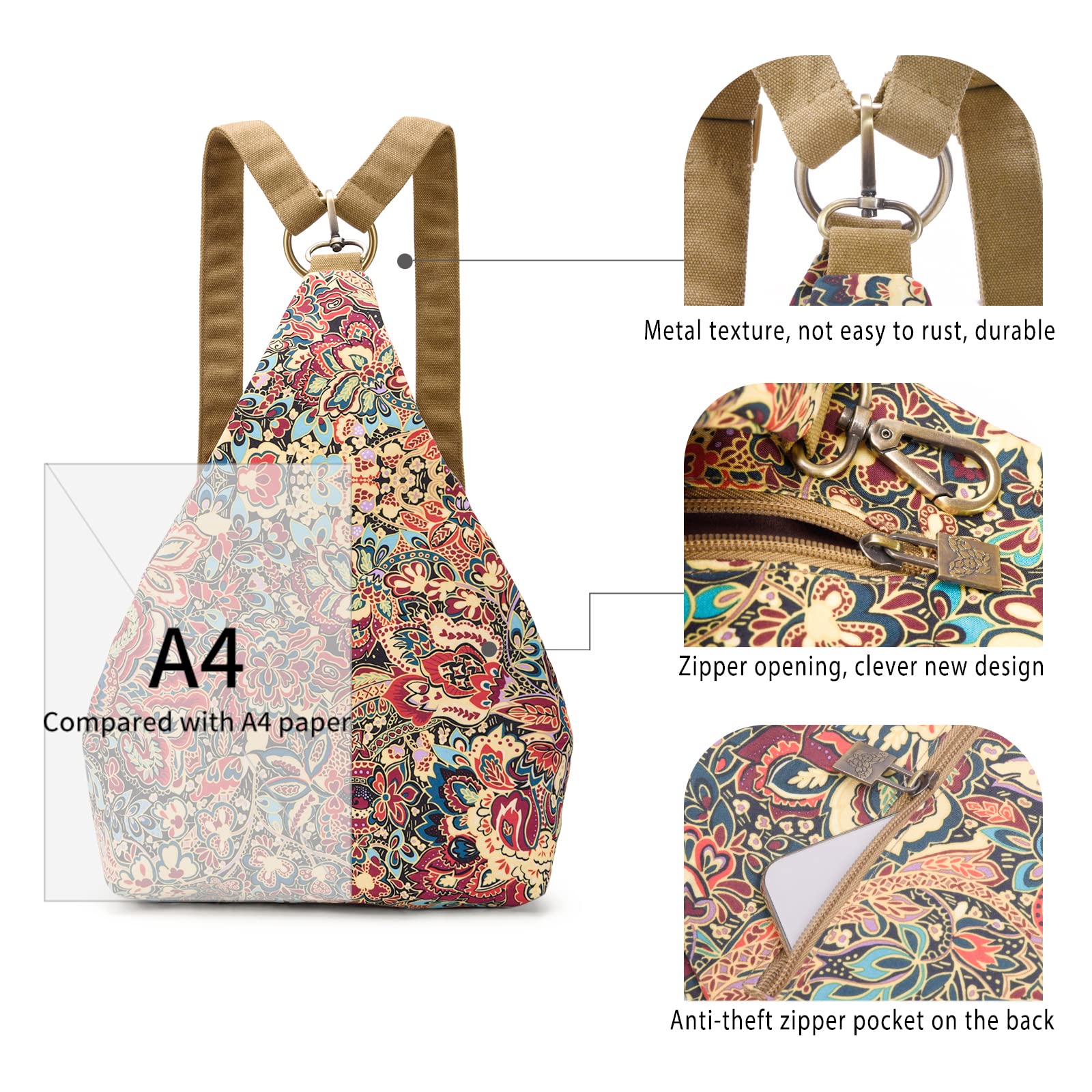 Black Butterfly Premium Women's Bohemian Style Backpack - Fashionable Casual Daypack & Small Purse (Yellow Plus) - Perfect for Travel, Work & Everyday Use