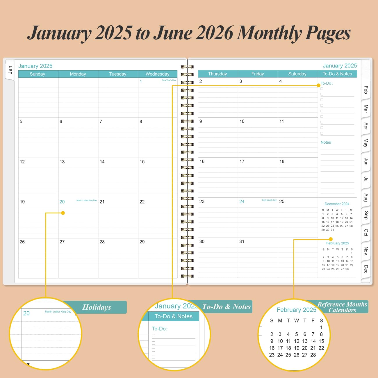 2025-2026 Monthly Planner - 18-Month Calendar from January 2025 to June 2026, 9