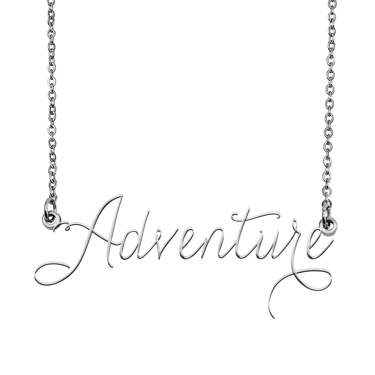 Custom Personalized Name Necklace - Adventure Name Plate Jewelry for Women & Girls - Birthday Gift, Anniversary Present - Perfect for Travel, Outdoor Activities & Everyday Wear
